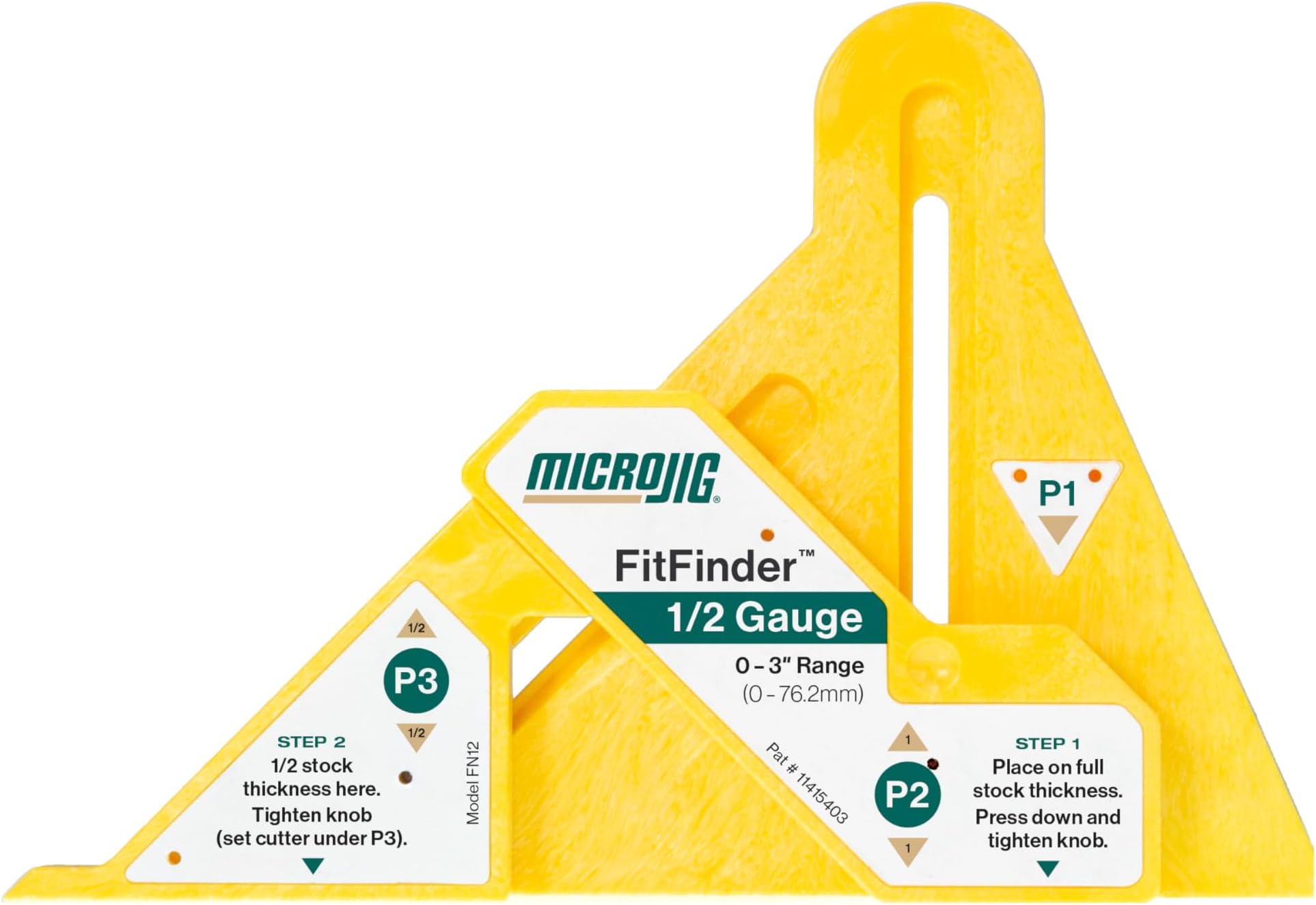 MICROJIG FitFinder 1/2 Gauge Wood Center Point Finder for Table Saw Blade, Joinery, Router, Bandsaw, Lathes and More, Woodworking Tools, FN12