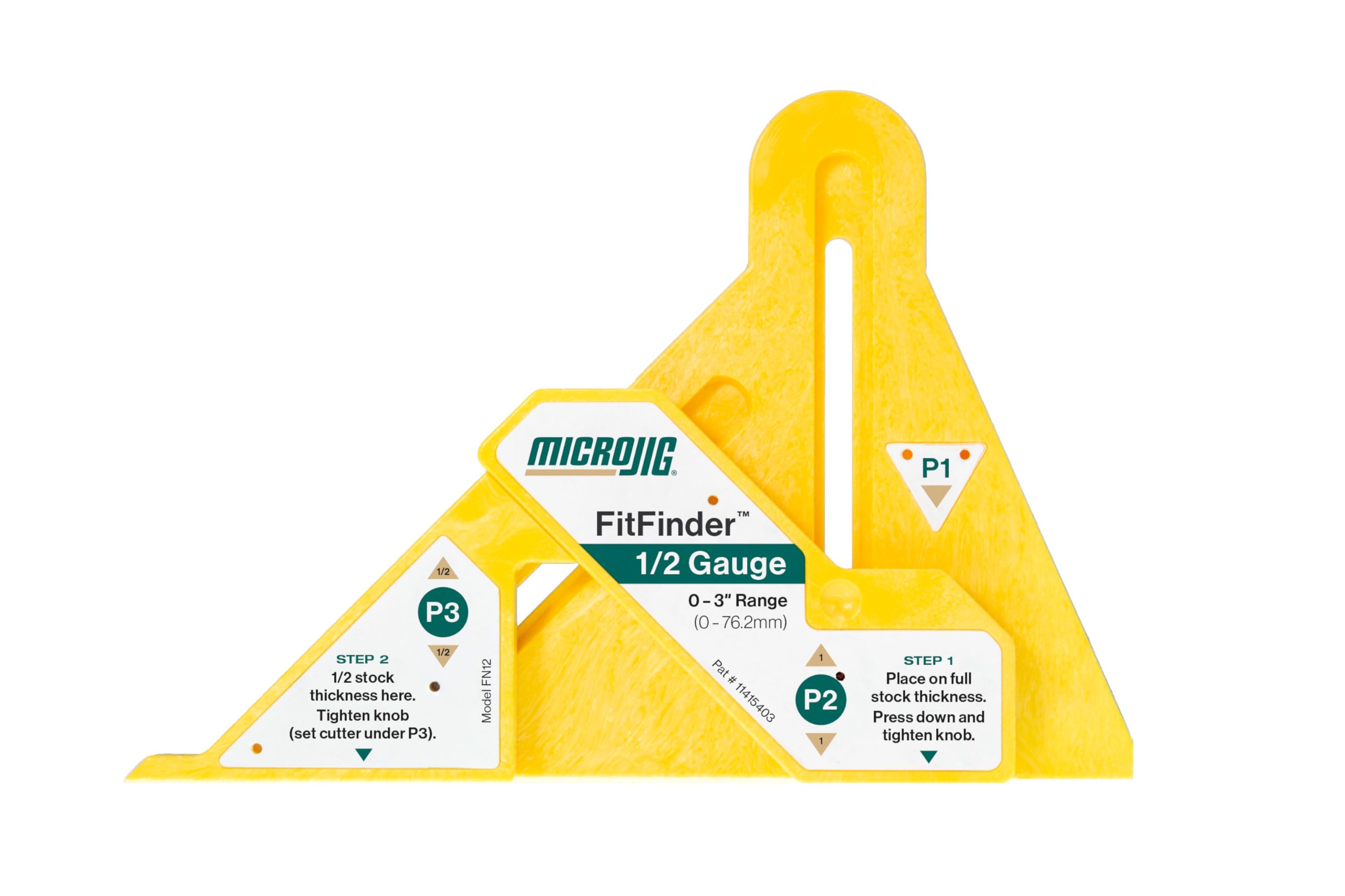 MICROJIGFitFinder 1/2 Gauge Wood Center Point Finder for Table Saw Blade, Joinery, Router, Bandsaw, Lathes and More, Woodworking Tools, FN12