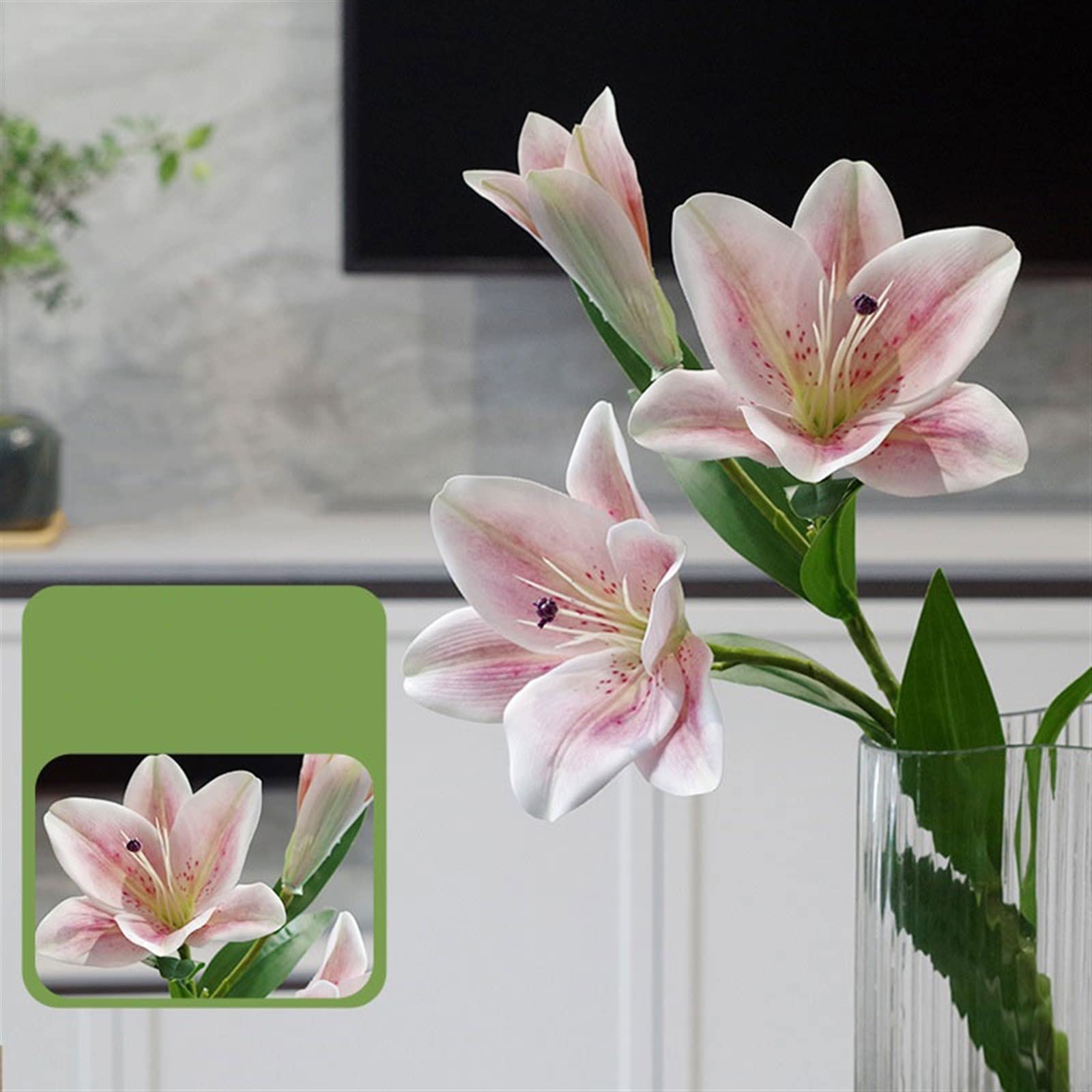 Fiori artificiali Bouquet di simulazione di gigli Ornamenti di fiori finti di alta qualità Sensazione di bagnato Decorazione interna di lusso leggera Bouquet di fiori artificiali Decorazioni per la ca