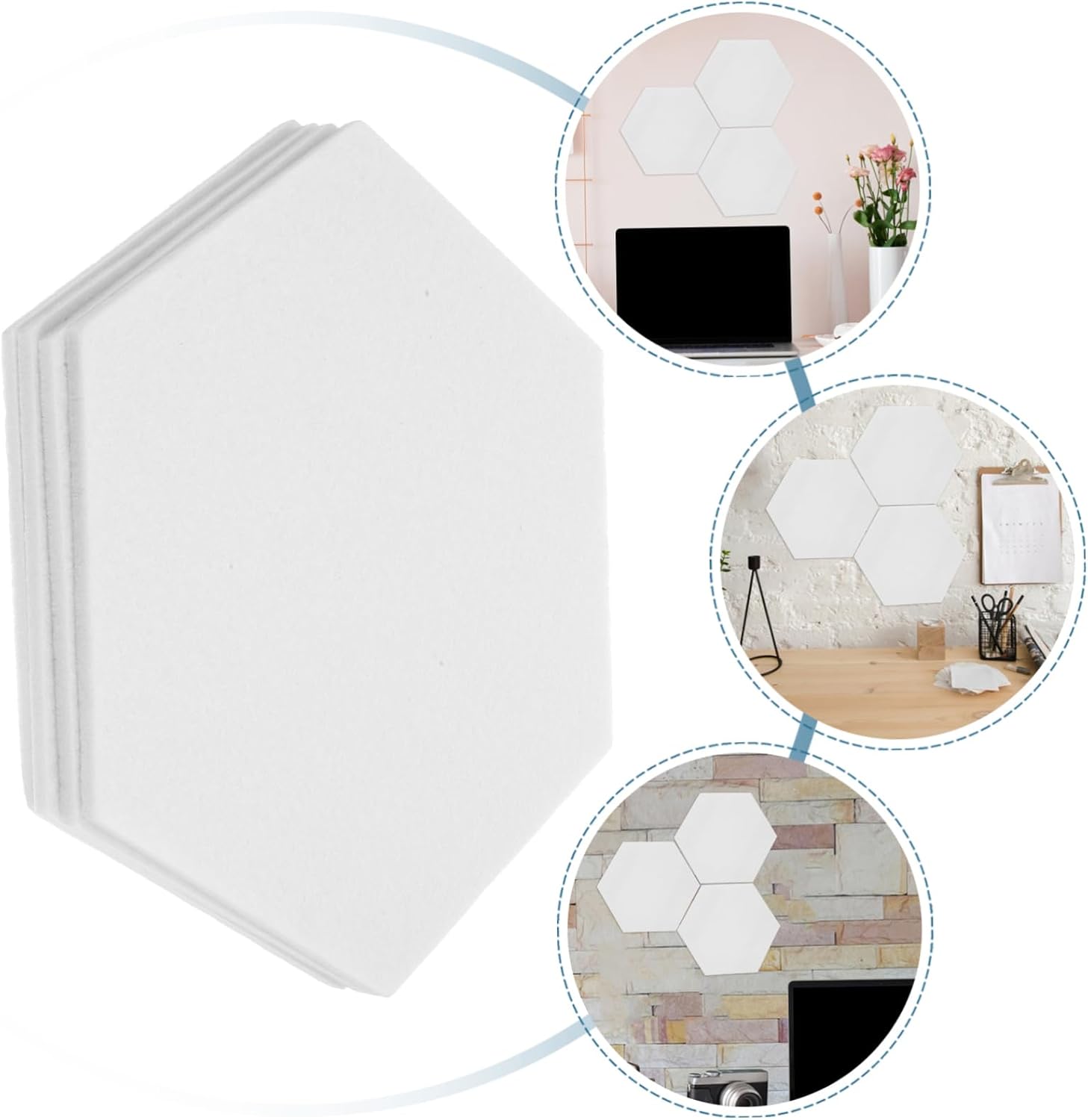 4pcs Felt Message Board Wall Hexagonal Pin Board Office Bulletin Mat Creative Notice Easy Install