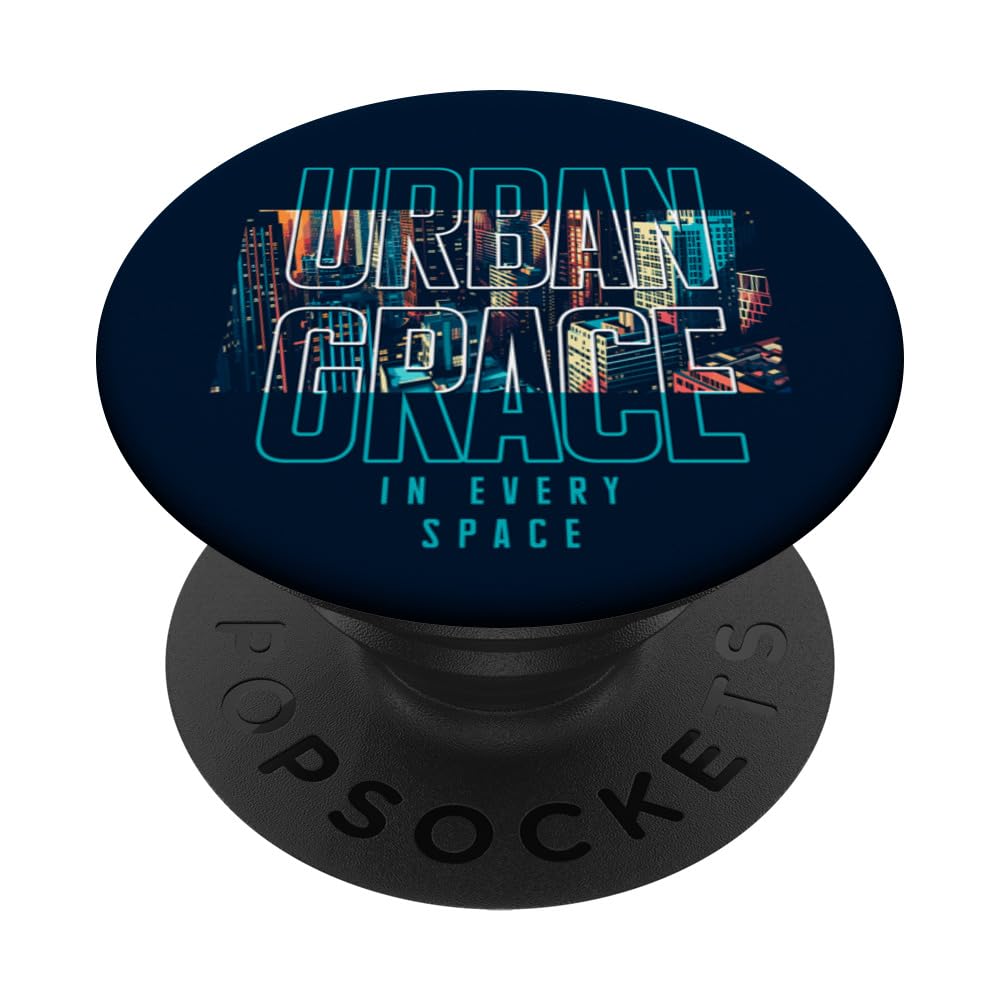 Urban Grace in Every Space Abstract Cityscape PopSockets Swappable PopGrip, Black