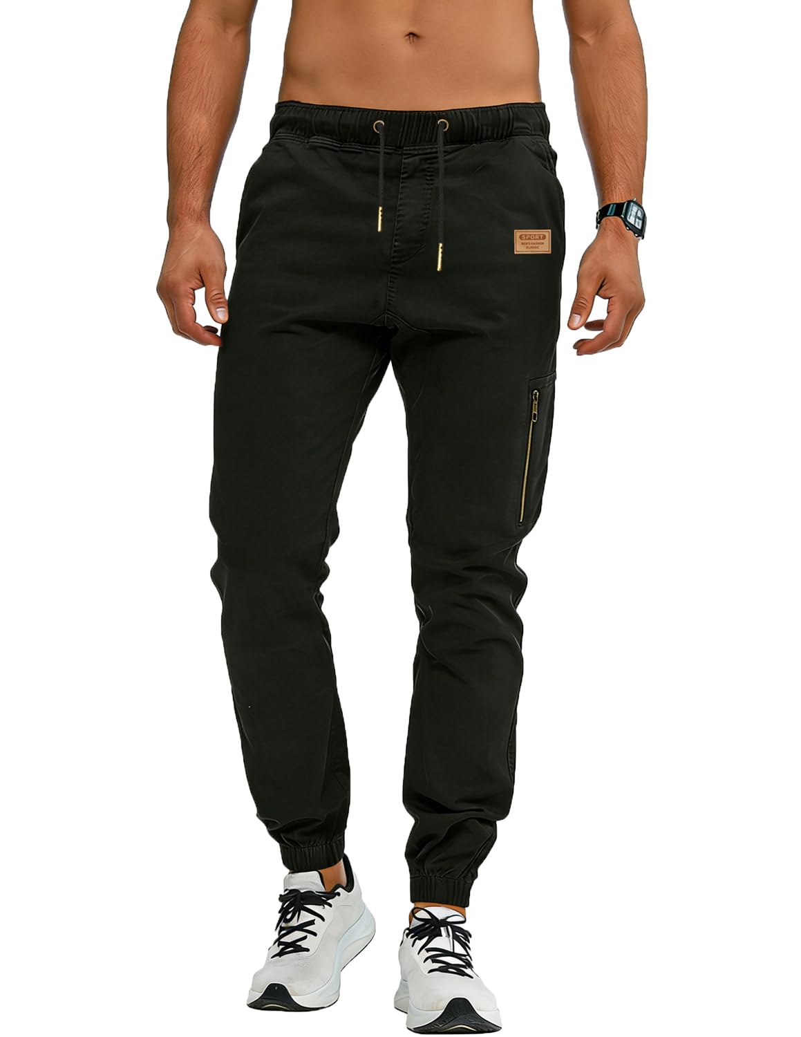 VMSUCIJ Pantaloni Cargo Uomo in Cotone Leggero con Coulisse e Tasche Laterali Pantaloni Casual Jogger Slim Fit per Tutte Le Stagioni