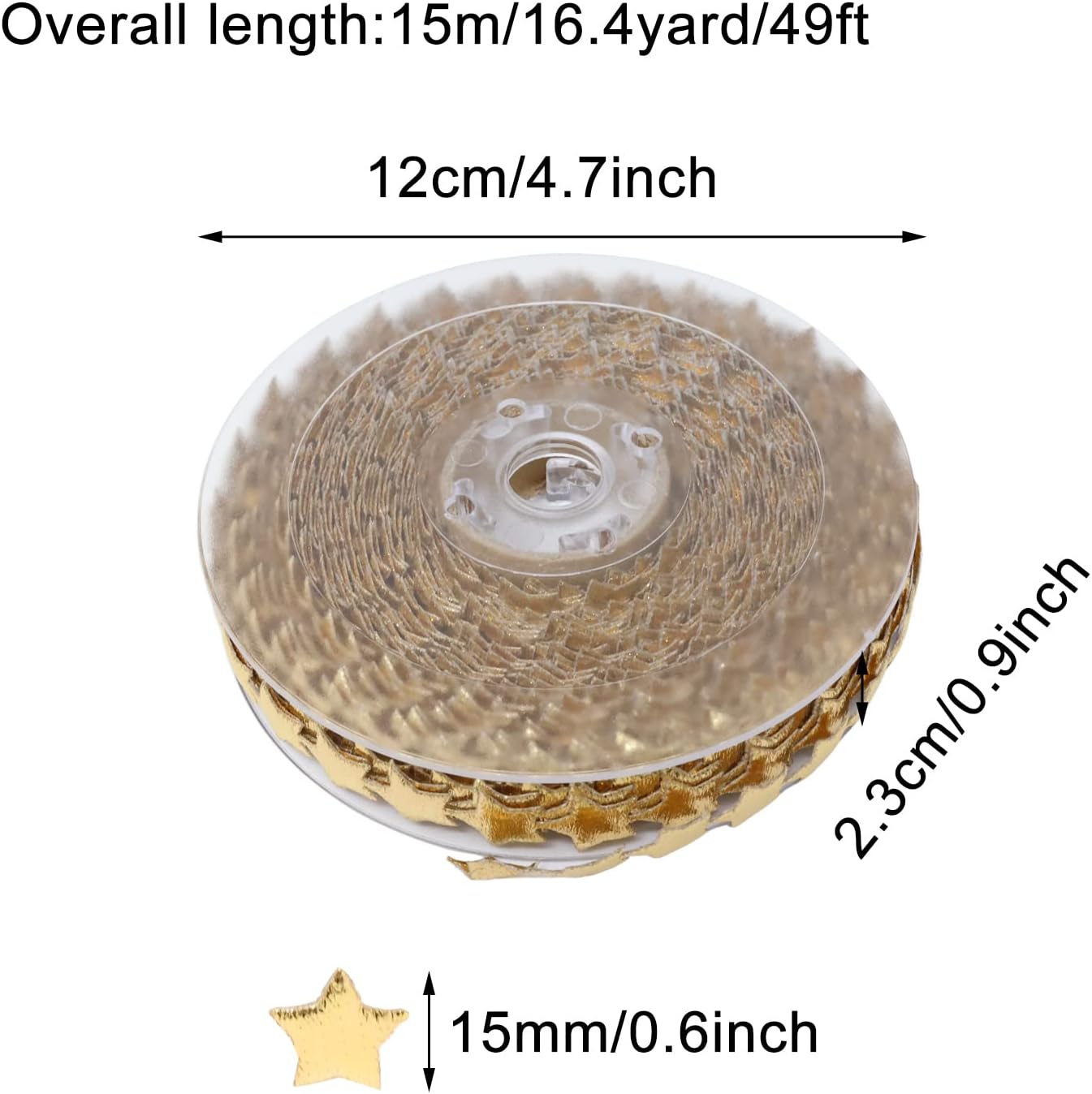 Honbay Sparkly Polyester Star Ribbon Trim Embellishment, Star Decoration Ribbons, for Wedding, Birthday, Valentine's Day, Baby Shower, Christmas, Thanksgiving, Gift Cake Wrapping, DIY Crafts (Gold) - Image 3