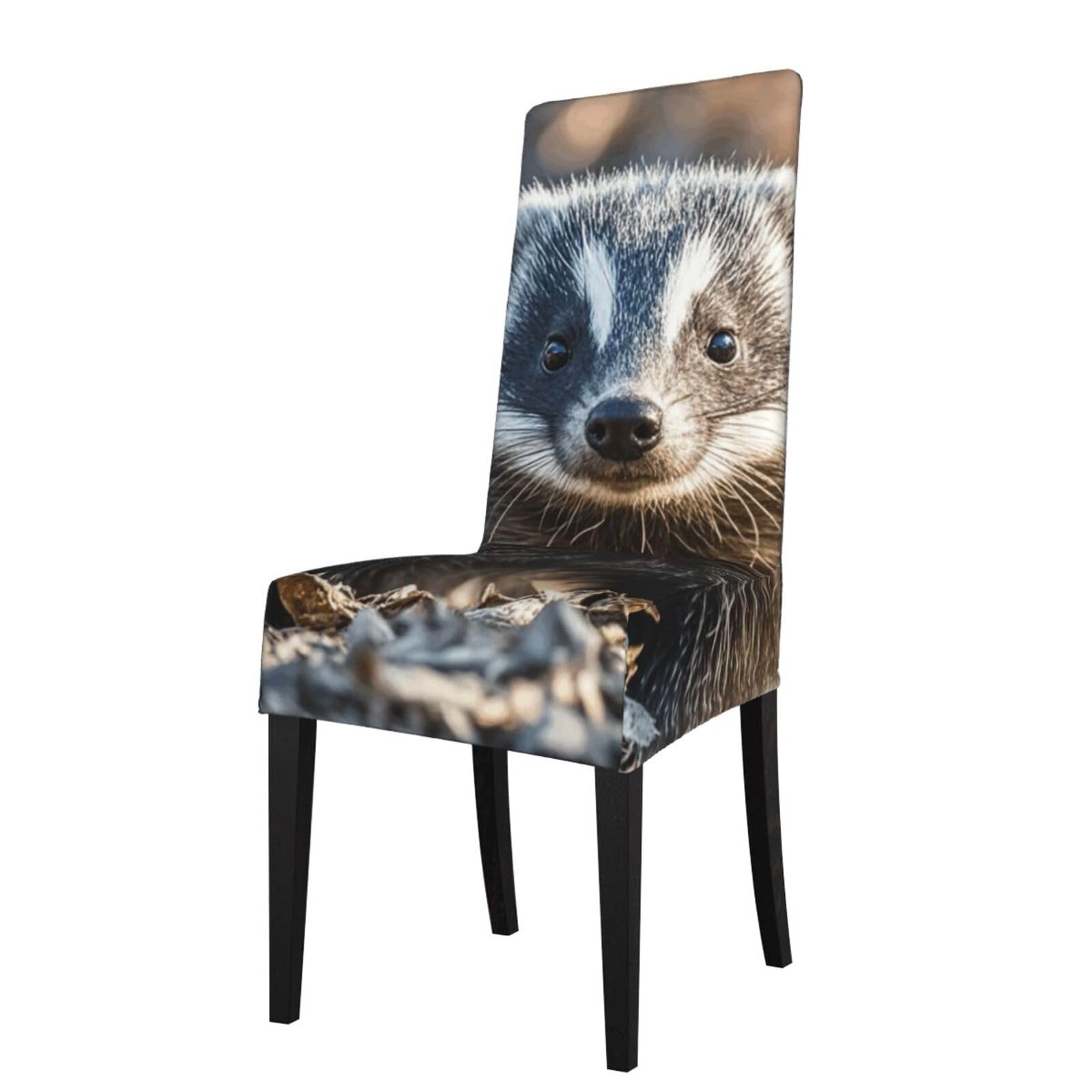 Fodpand Black Skunk Dining Room Chair Cover Stretch Parsons Chair Slipcovers Removable Washable Chair Protectors Cover High Elastic Seat Protector For Home,Kitchen, Hotel, Banquet