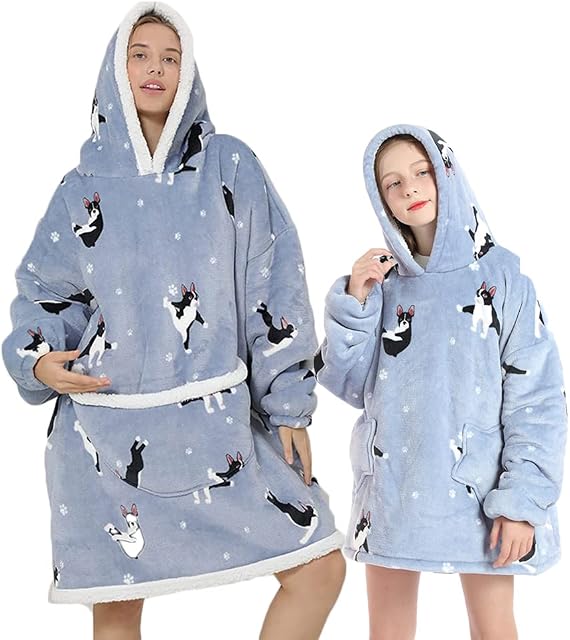 cotton yangda Oversized Fleece Blanket Hoodie for Adult KidsWearable Hooded Blanket with Front PocketAdult & Kids Family Matching