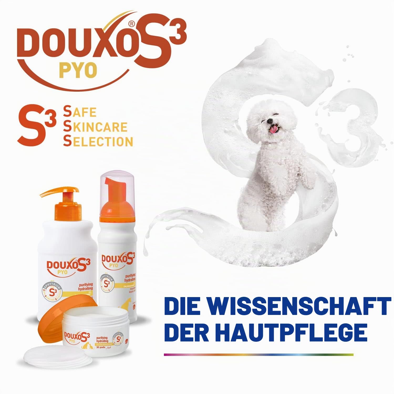 DOUXO S3 PYO Pads, antibakteriell und hefehemmend, für Hunde und Katzen, beruhigende Reinigungstücher für Katzen und Hunde, 30 Stück