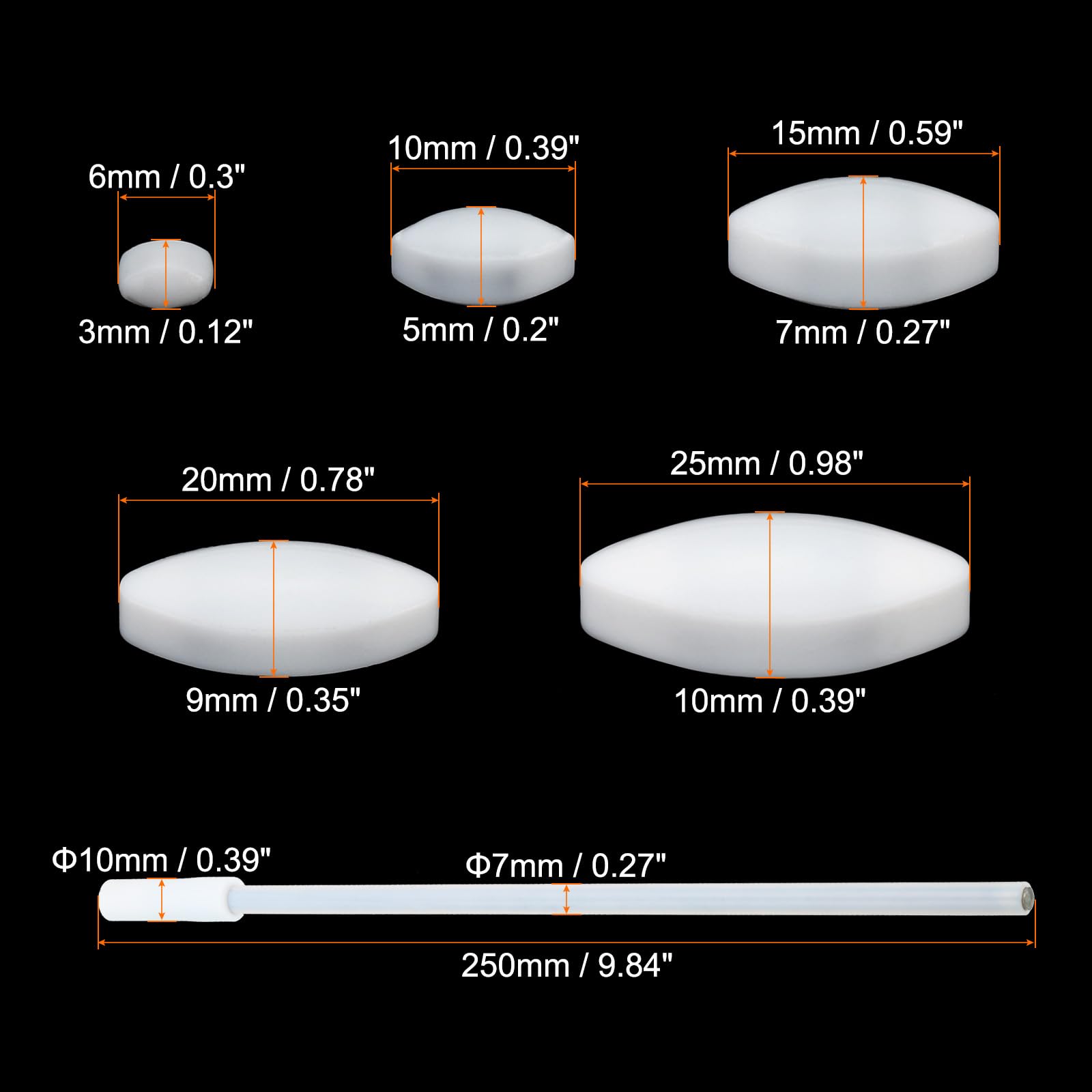 PTFE Coated Stir Bars MECCANIXITY Magnetic Stirrer Bar Set - 5 Sizes ...