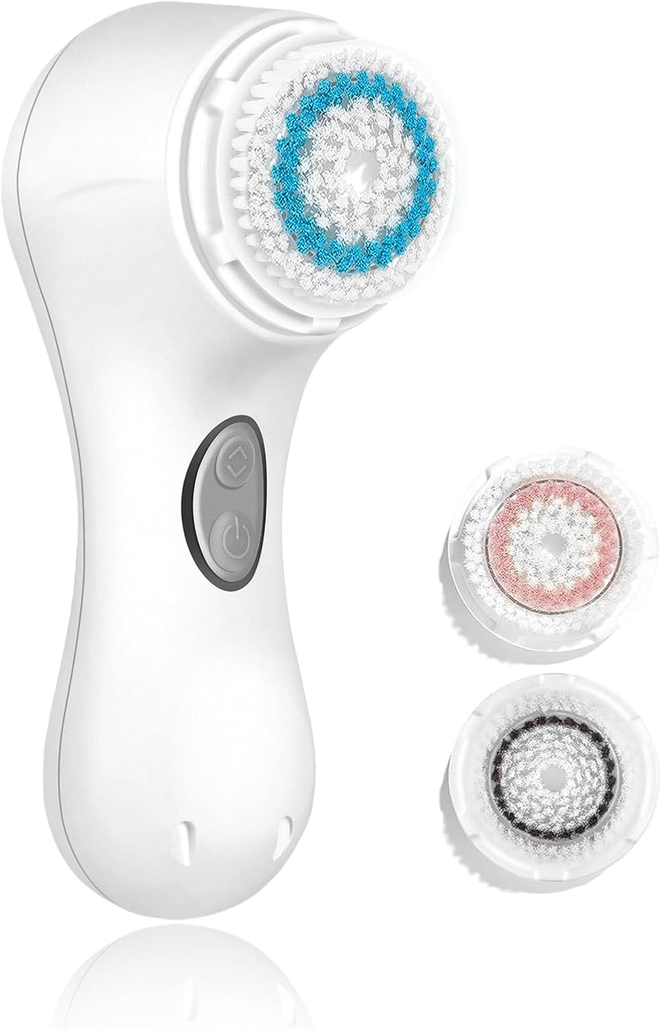 Microtree Electric Facial Cleansing Brush, Sonic Vibrating Rechargeable Face Scrubber Exfoliator, 2 Speeds for Gentle Clean, Face Brushes for Cleansing, Waterproof Face Wash Brush Cool White