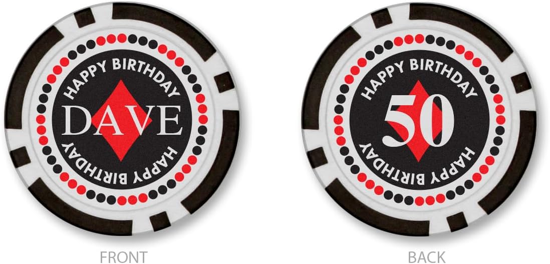 Happy Birthday Personalized Name & Age Poker Chips - Official Size and Weight