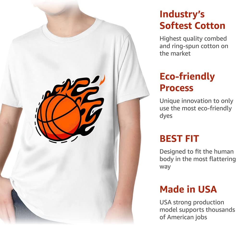 Basketball Graphic Kids' Classic Fit T-Shirt - Basketball Ball T-Shirt - Ball on Fire Classic Fit Tee