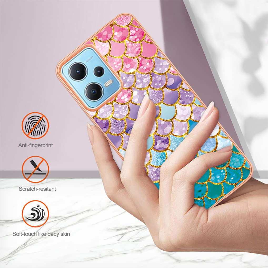 SEAHAI Cover per Xiaomi Poco X5 PRO 5G, Custodia Ultra Sottile ed Elegante in Silicone TPU, Glitter Placcatura Phnom Penh Design Cover Antiurto Case con 360° Anello Supporto, Grigio
