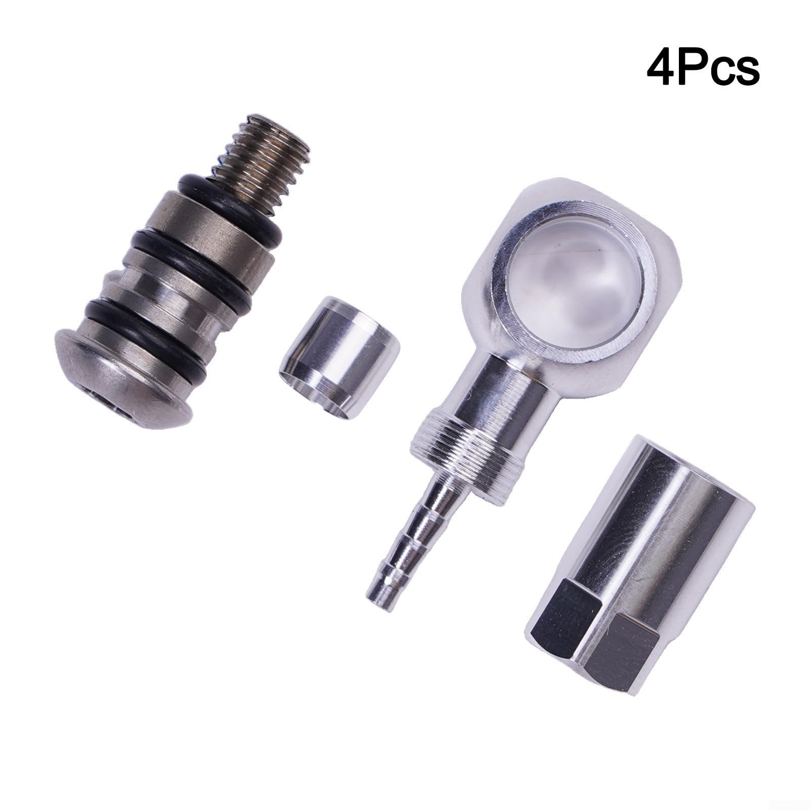 Bicycle Disc Brake Hose Adapter Kit M5 Banjo Bolt Connector Aluminum Construction Compatible with For Brake System 8mm Diameter Silver Hydraulic Line Fitting