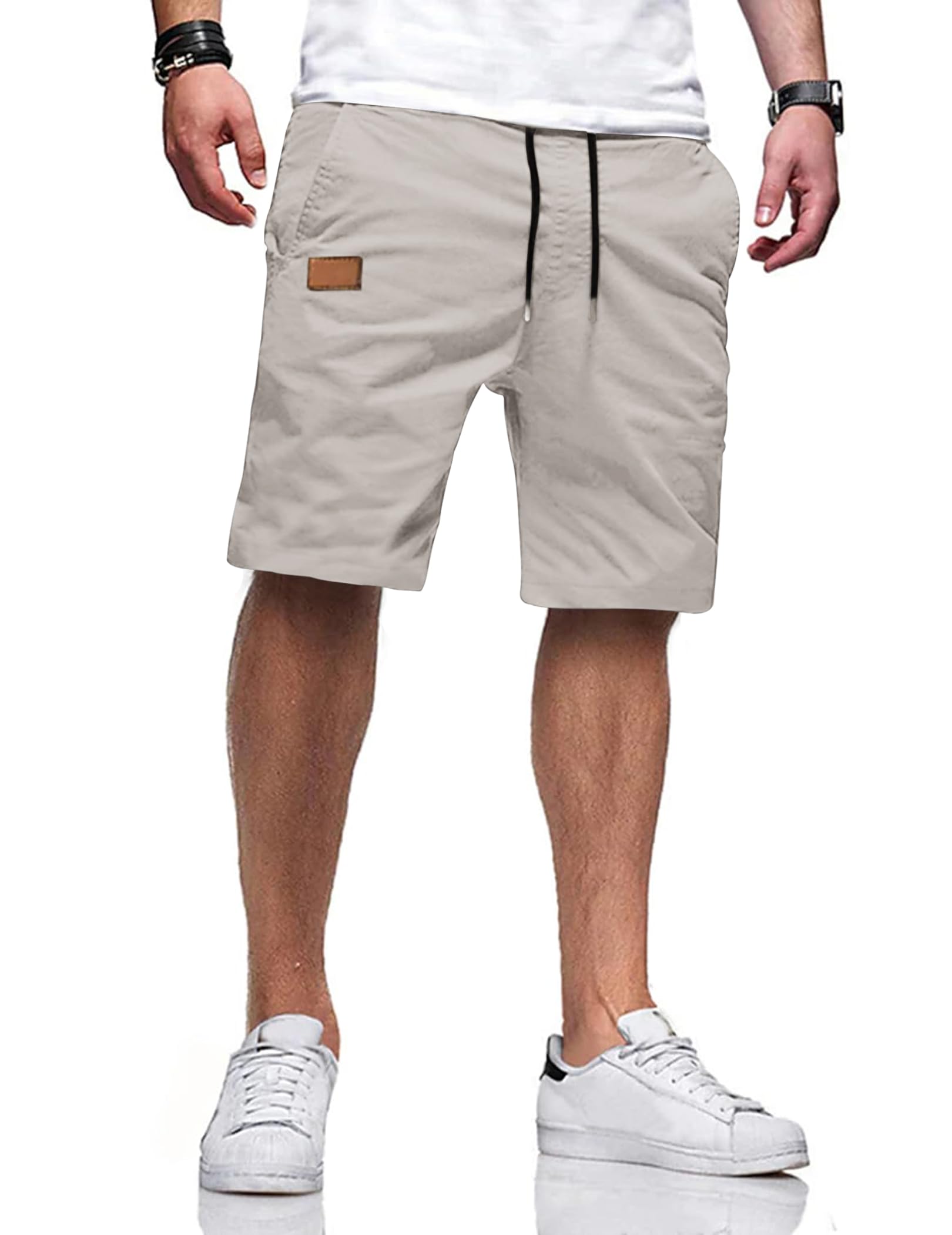 TARAINYA Kurze Hosen Herren Baumwolle Casual Shorts Herren Tunnelzug Elastische Sommer Chino mit Taschen