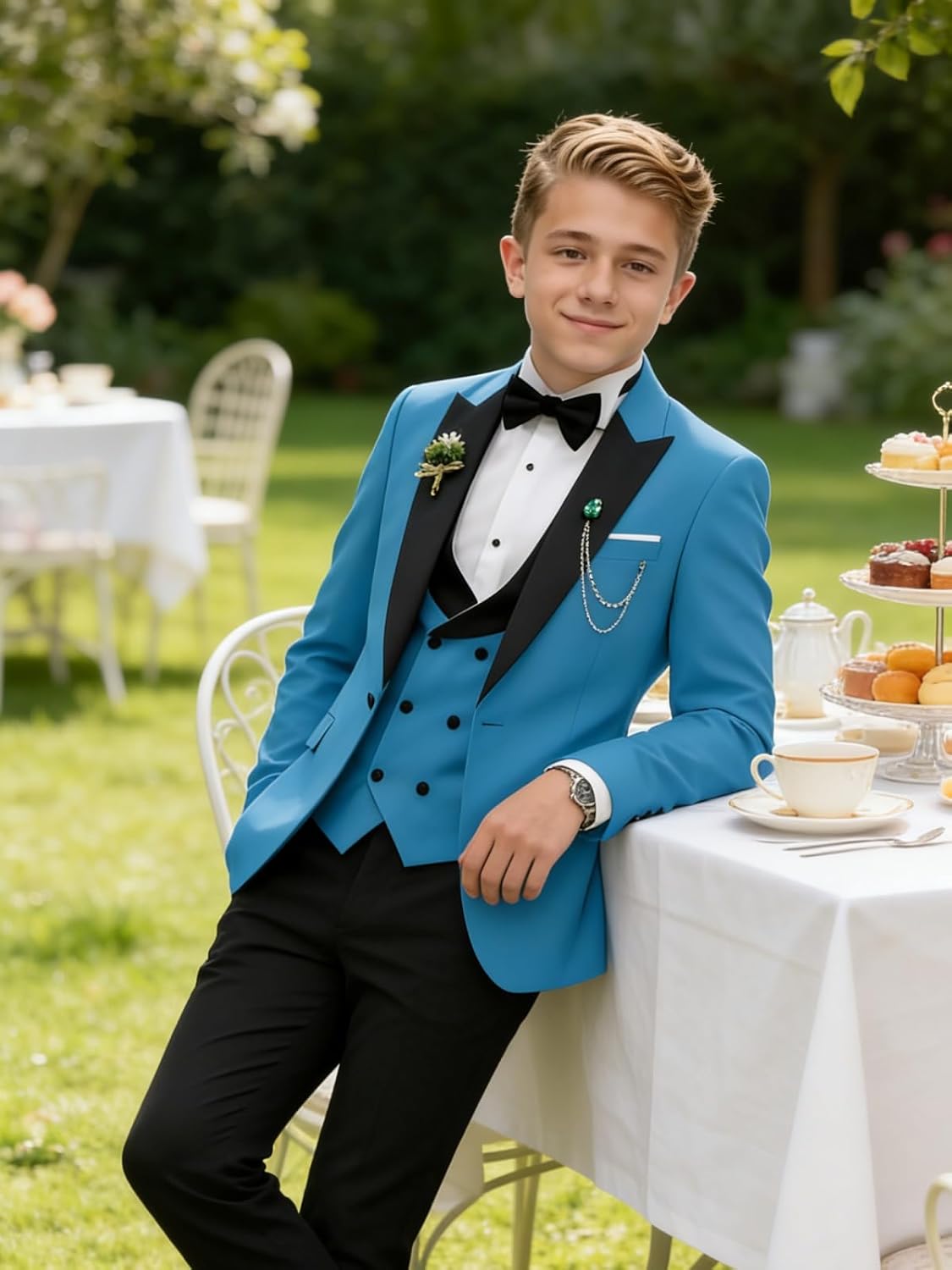Boys Suit Formal Tuxedo Suits for Boys Wedding Ring Bear Outfit 3 Pieces Kids Tuxedo Blazer Vest Pants