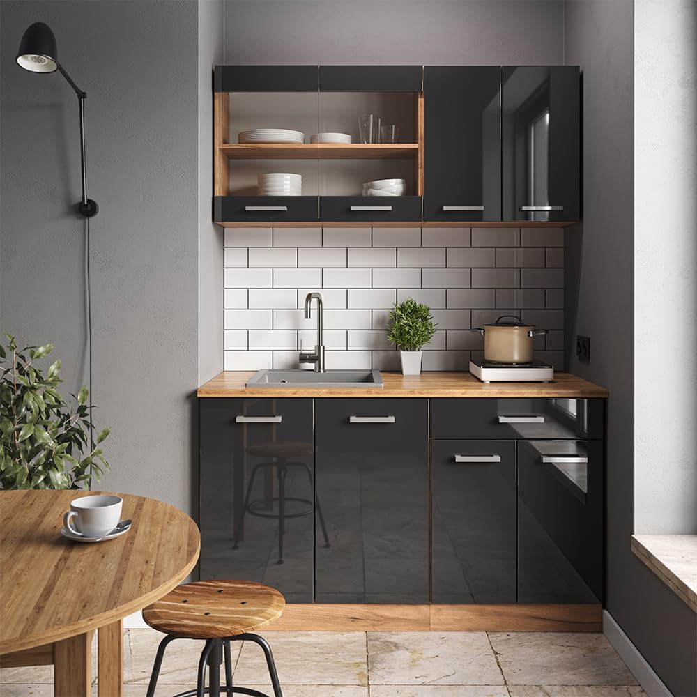 Vicco Küchenfront R-Line, Anthrazit Hochglanz, 79.2 x 70.8 cm Möbelfront für den Schubladenunterschrank, passend für R-Line Küchenschränke zur einfachen Montage