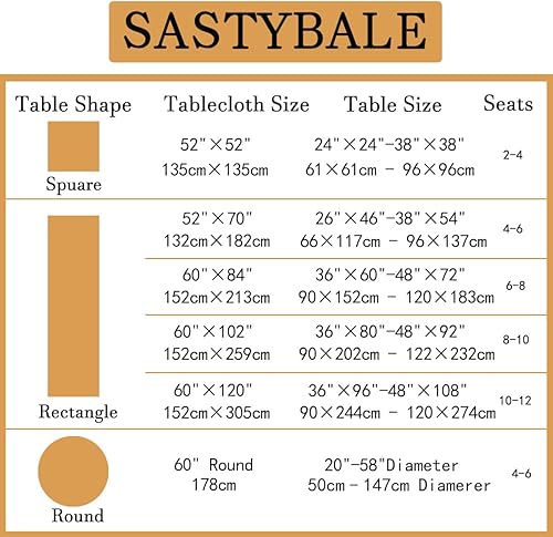 Miniatura 6 de Mantel rectangular de tela de damasco ámbar, resistente al agua y sin arrugas, para cocina, comedor, mesa (rectangularoblongo, 60 x 84 pulgadas (6-8
