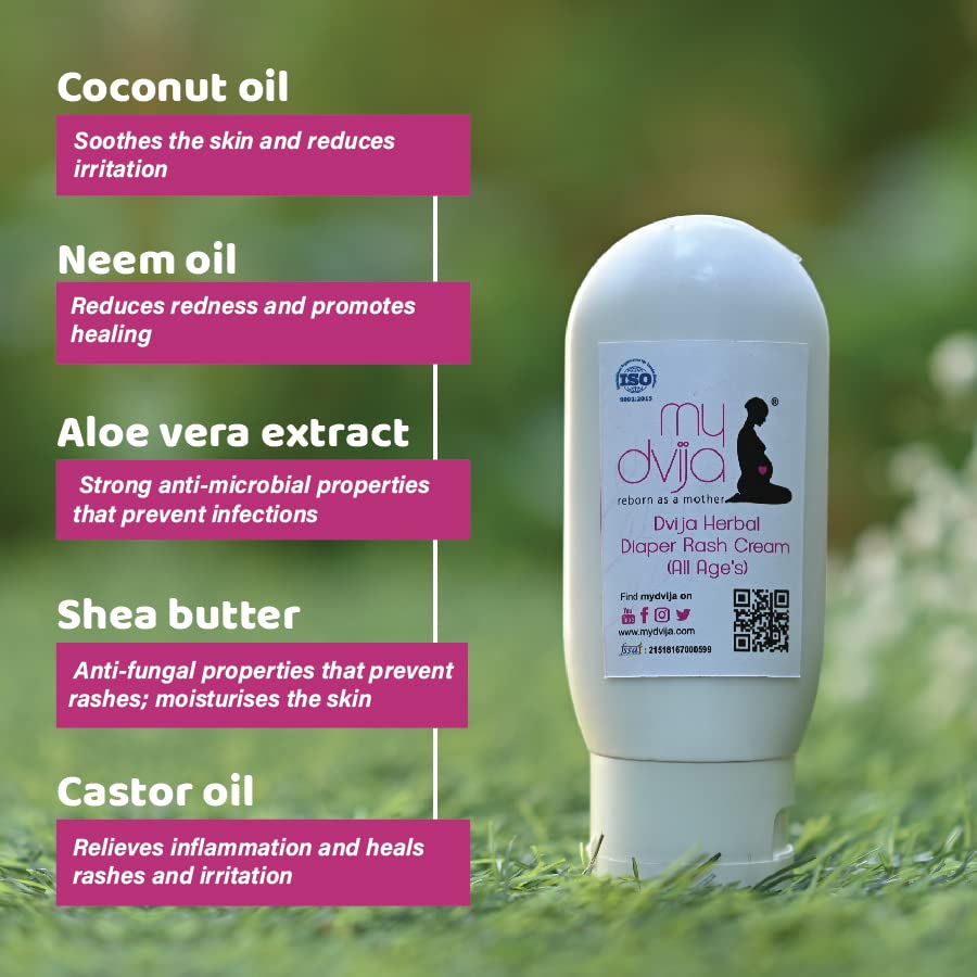 My DVIJA – Diaper Rash Cream, Treats, Prevents & Soothes Baby Rashes, With Aloe Vera & Neem, 45 gms, Pack of 1
