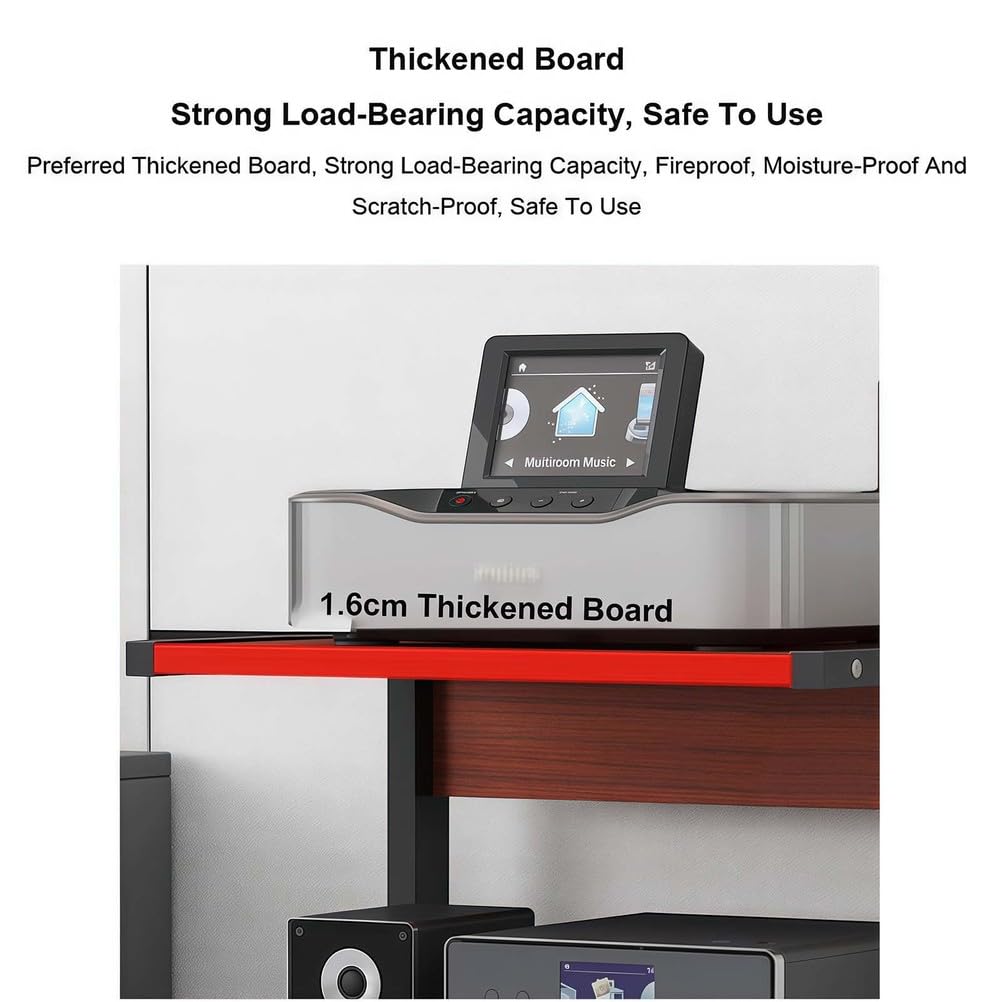 Mobile AV Media Stand con ruote, 2 ripiani in legno audio-video rack per console di gioco e apparecchiature TV, moderno centro di intrattenimento