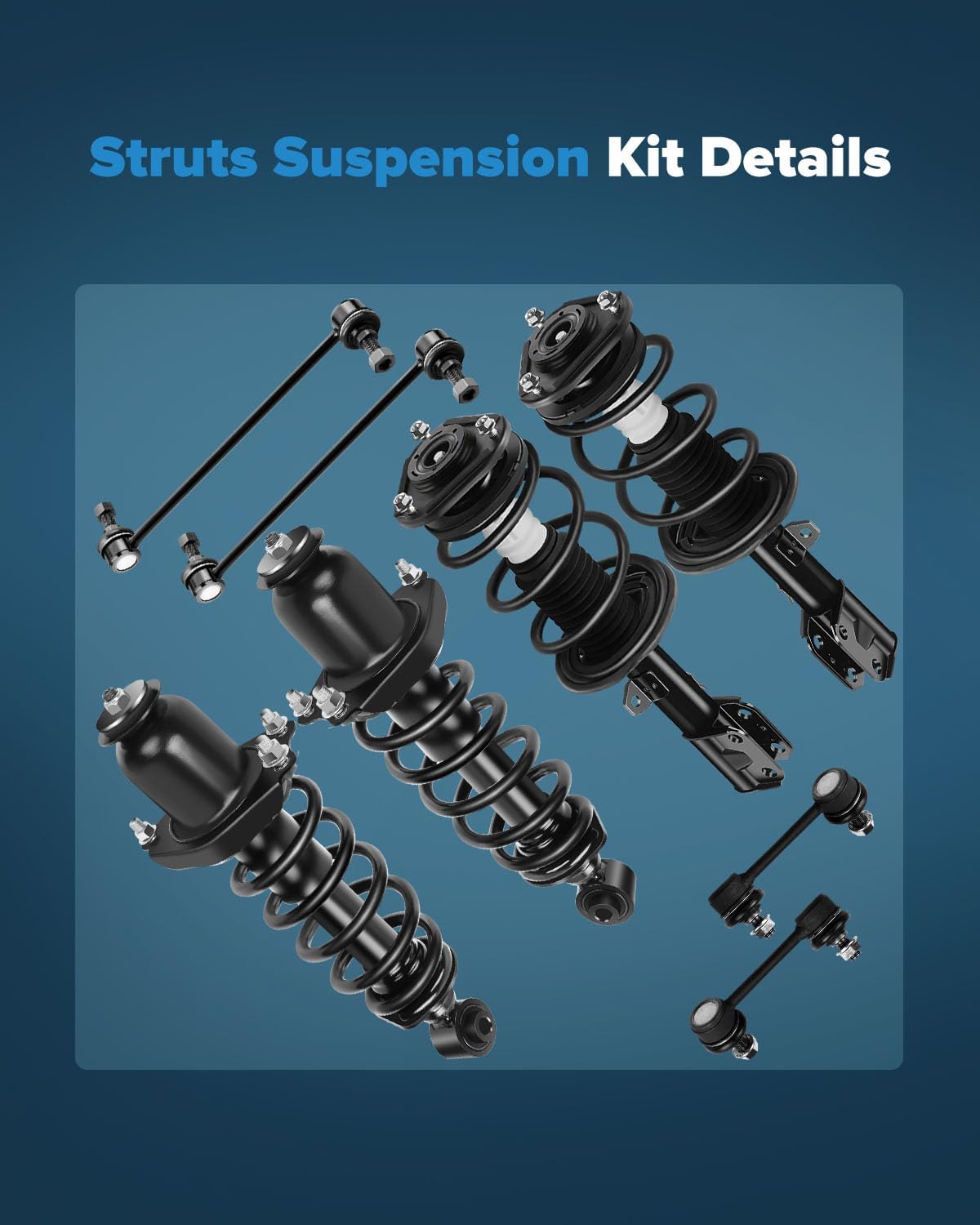 Struts Front Strut Spring Assembly Rear Strut Spring Assembly Stabilizer Bar Link Stabilizer Bar Link Kit Fit for 2005-2010 for Scion tC Suspension for 8