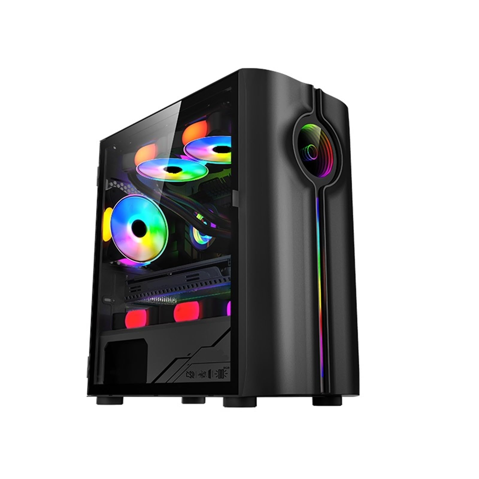 Case per computer da gioco con 4 posizioni di ventilazione, 240 AIO, supporto M-ATX/MINI-ITX versione panoramica