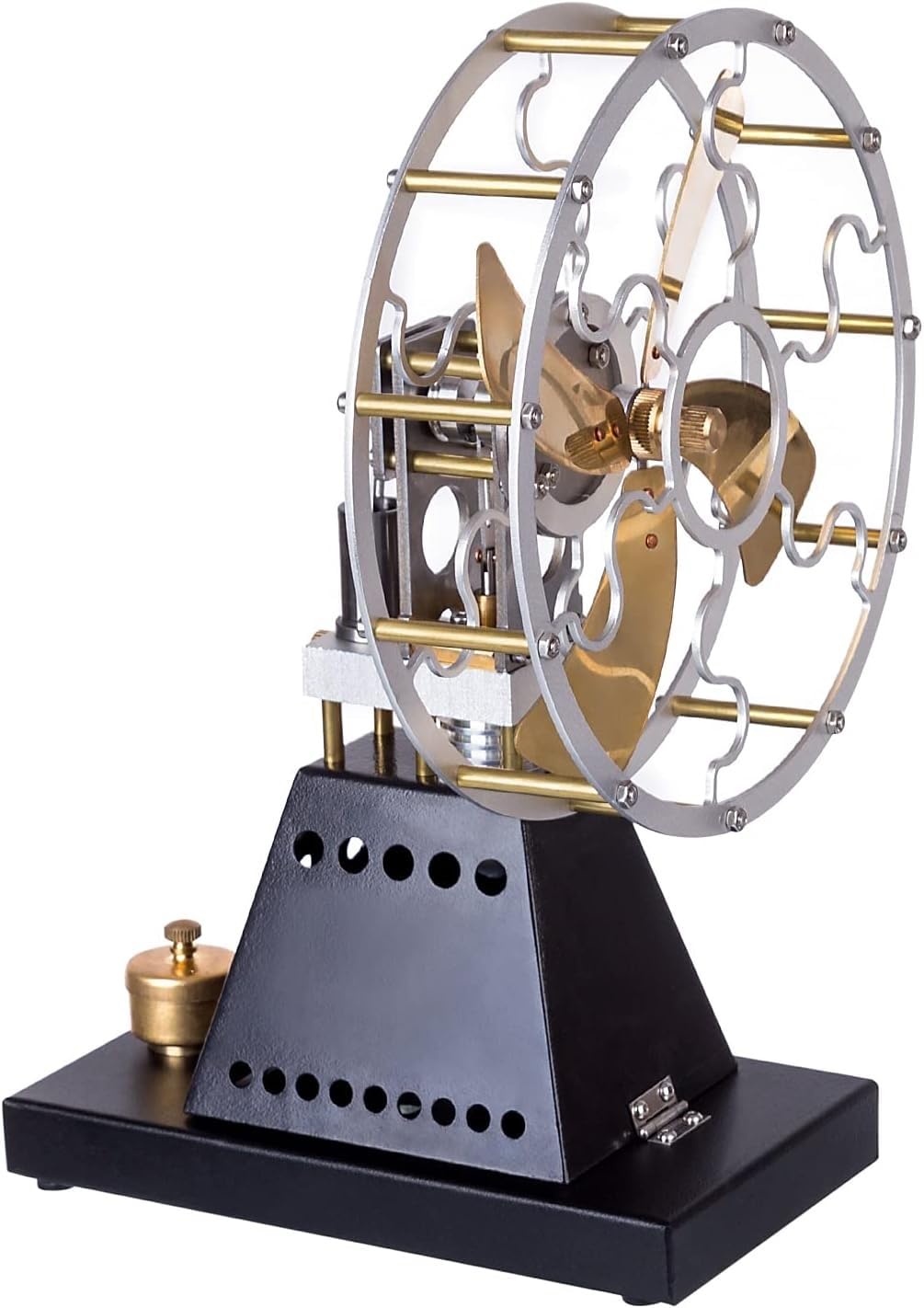 Modelo de motor Stirling, kit de modelo de motor de ventilador de estufa de energía térmica de 4 aspas vintage, kits de modelos de experimentos científicos que funcionan, for niños y estudiantes.