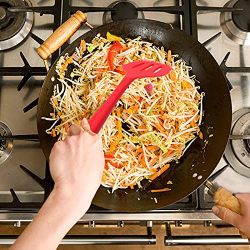 Image of Baskety Silicone Turner Spatula /Slotted Spatula, High Heat Resistant to 480F, Hygienic One Piece Design, Non Stick Rubber Kitchen Utensil for Fish, Eggs, Pancakes, Wok Red Pack of 1