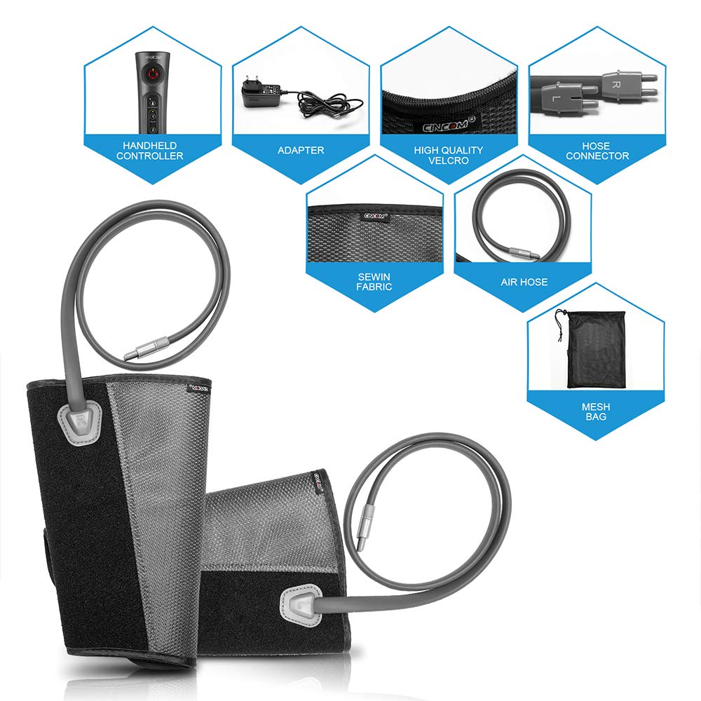 CINCOM Corded Electric Leg Massager, Leg Compression Massager for Circulation and Pain Relief Air Compression Foot Calf Thigh Massager with Handheld Controller (For Calf), Grey CINCOM Corded Electric Leg Massager, Leg Compression Massager for Circulation and Pain Relief Air Compression Foot Calf Thigh Massager with Handheld Controller (For Calf), Grey