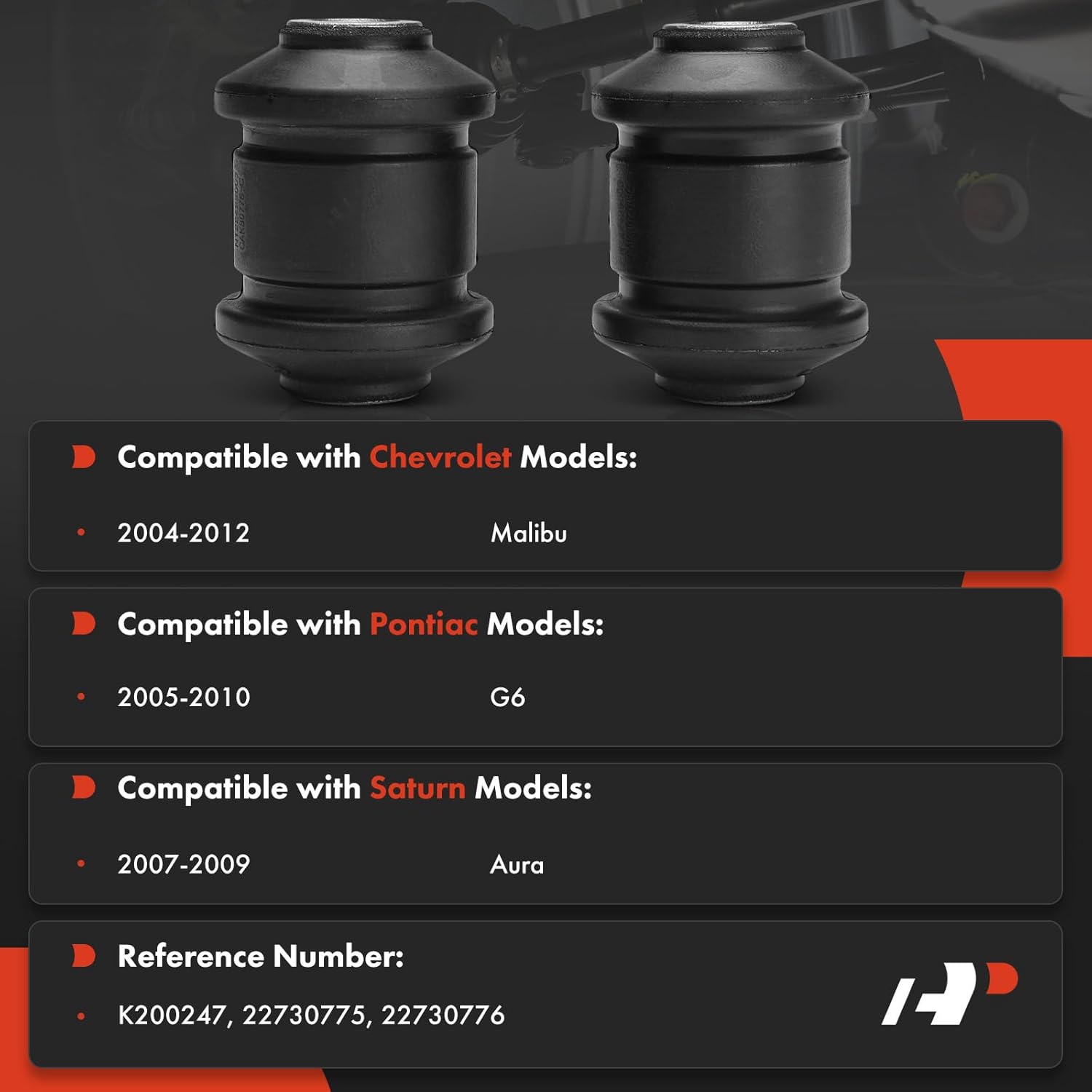 A-Premium 2 x Front Forward Lower Control Arm Bushing Kit, Compatible with Chevrolet Malibu 2004-2012 & Saturn Aura 2007-2009 & Pontiac G6 2005-2010