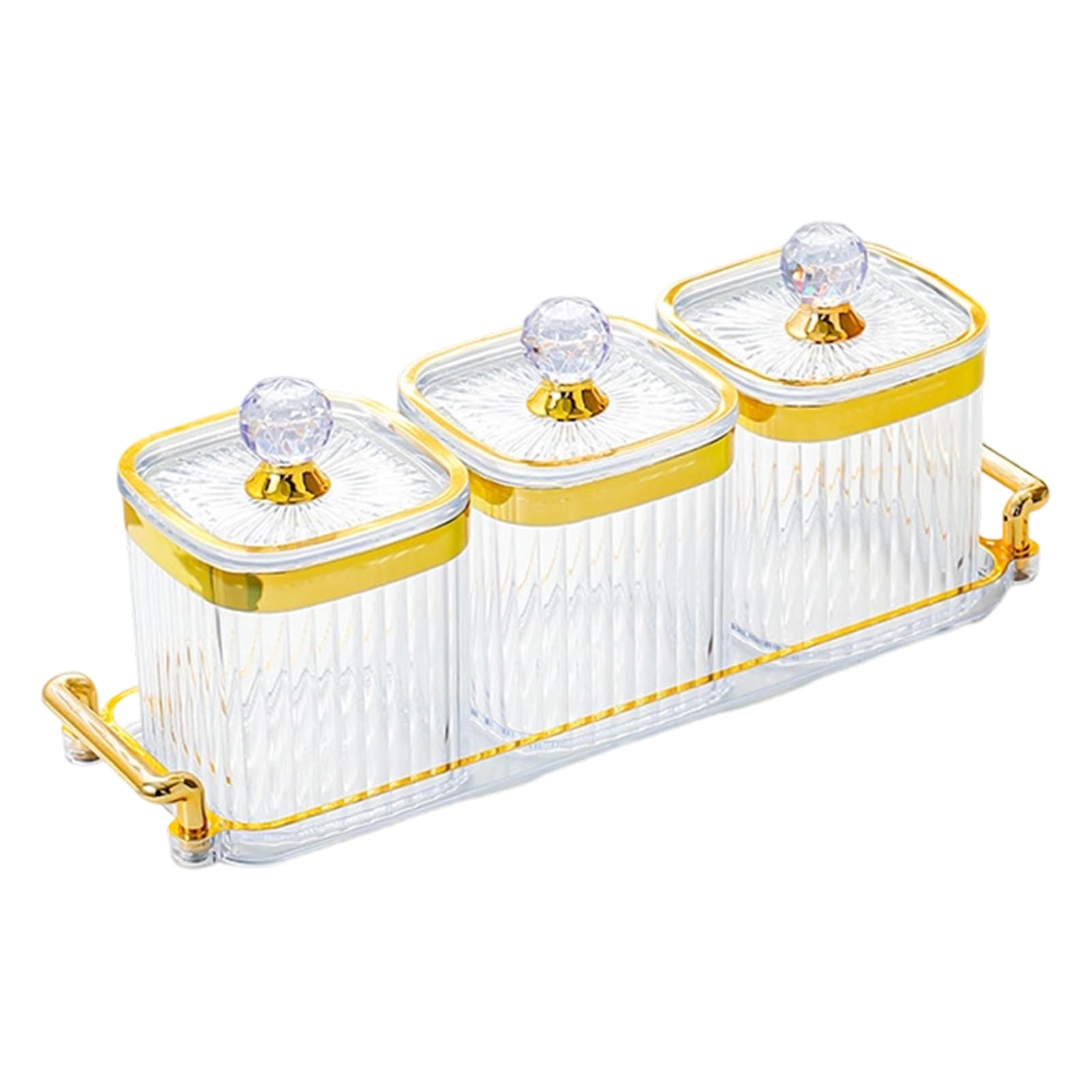 Tsophreniq Triple Compartment Clear Food Storage Bin for Kitchen Candy and Dry Goods Kitchen Organization Bin