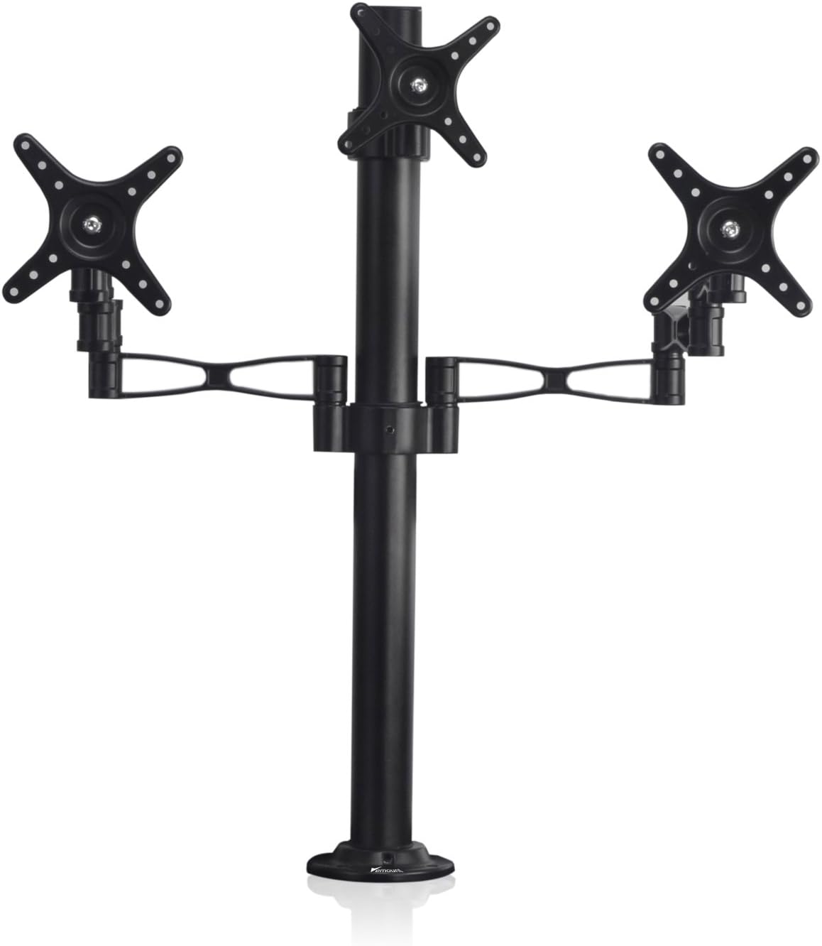 Vemount Fully Adjustable Triple Monitor Mount for 14-27" LCD LED Screens Desk Stand Bracket with Clamp Ergonomic 90°Tilt, 360° Rotation & 360° Swivel Arms VESA 50x50/75x75/100x100