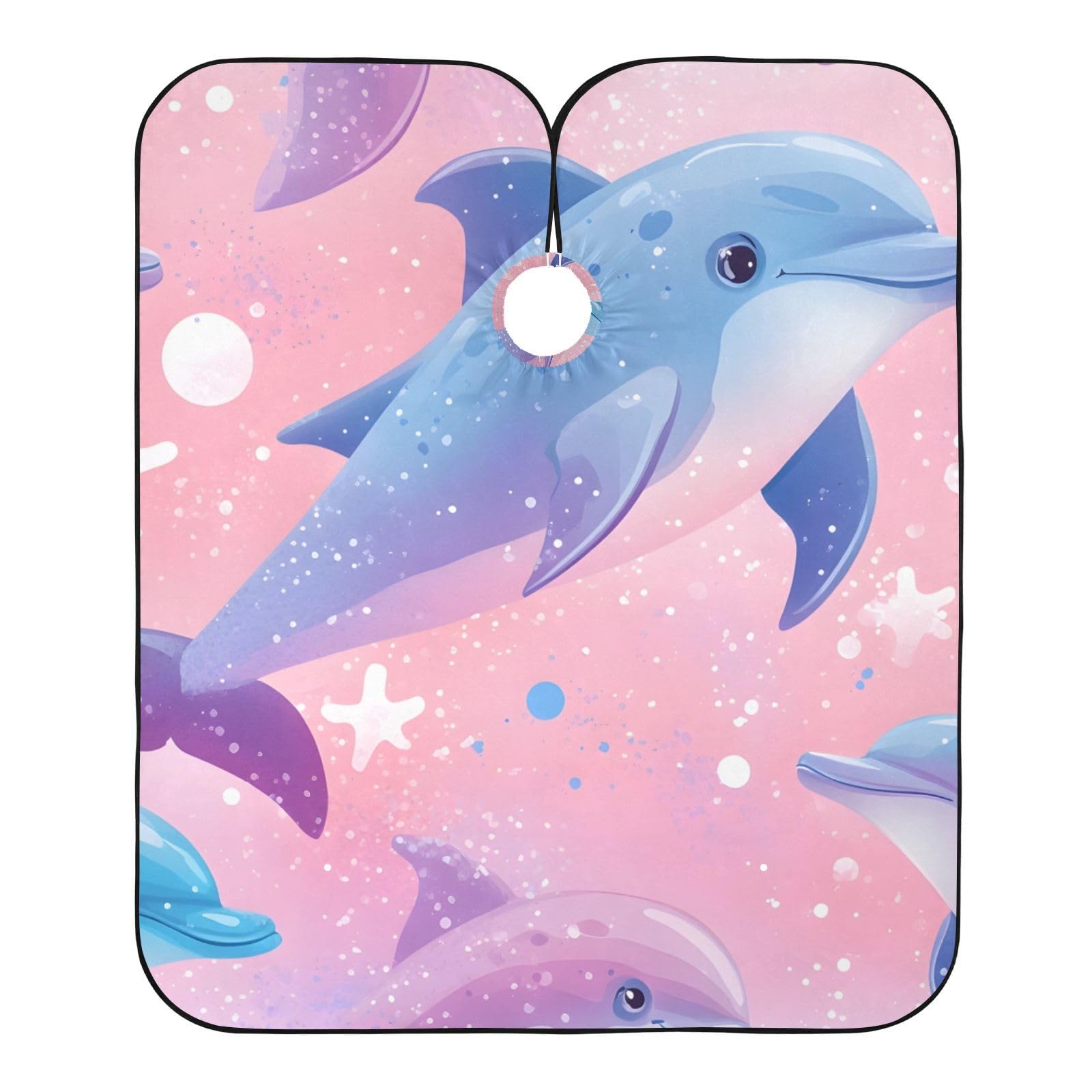 Hezely Coloured Dolphin Hair Dye Cape, Barber Cape for Adults,Waterproof Salon Cape,Waterproof Hairdressing Styling Hair Cutting, 65
