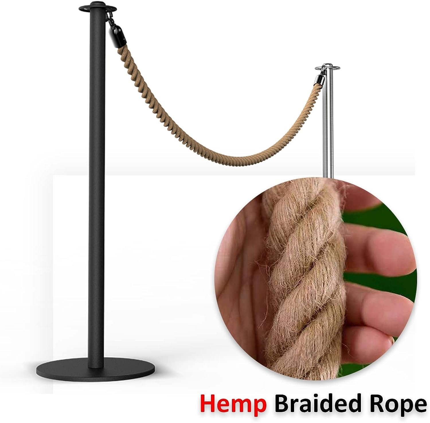 Cuerda trenzada con mosquetón de acero inoxidable, para control de multitudes al aire libre, cuerda de seguridad, conector resistente para una gestión eficaz de colas