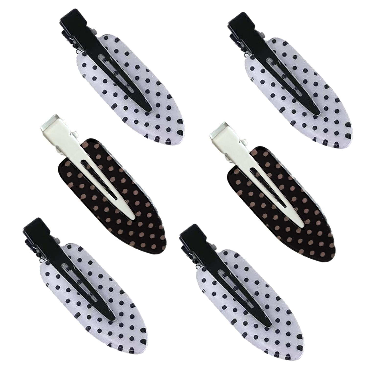 6Pcs Polka Dot Creaseless Hair Clips, No Crease Makeup Hair Clips