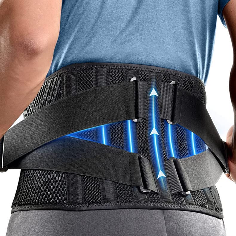 Air Mesh Adjustable Lumbar Back Belt Ergonomic Waist Support Brace for Lower Back Pain Relief Sciatica Herniated Disc Scoliosis (Large)
