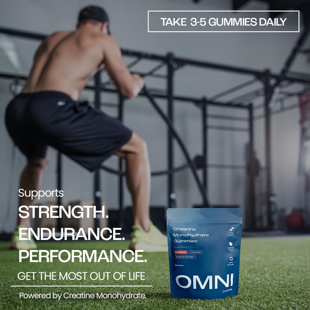 Creatine Monohydrate Gummies - Supports Muscle Growth, Recovery & Brain Function - Convenient & Easy to Take - Great Tasting Watermelon Flavor - 1g per Gummy, Low Sugar - 90 Count - Image 3