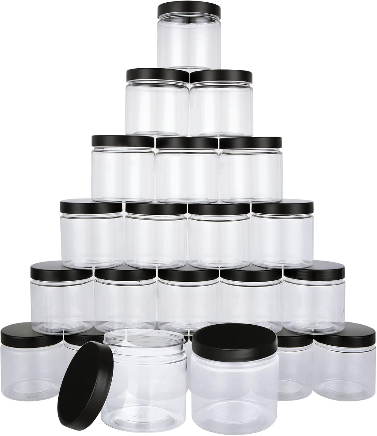 MIVIDE 24PCS 6.5oz Small Plastic Jars with Lids, 185ML Plastic Storage