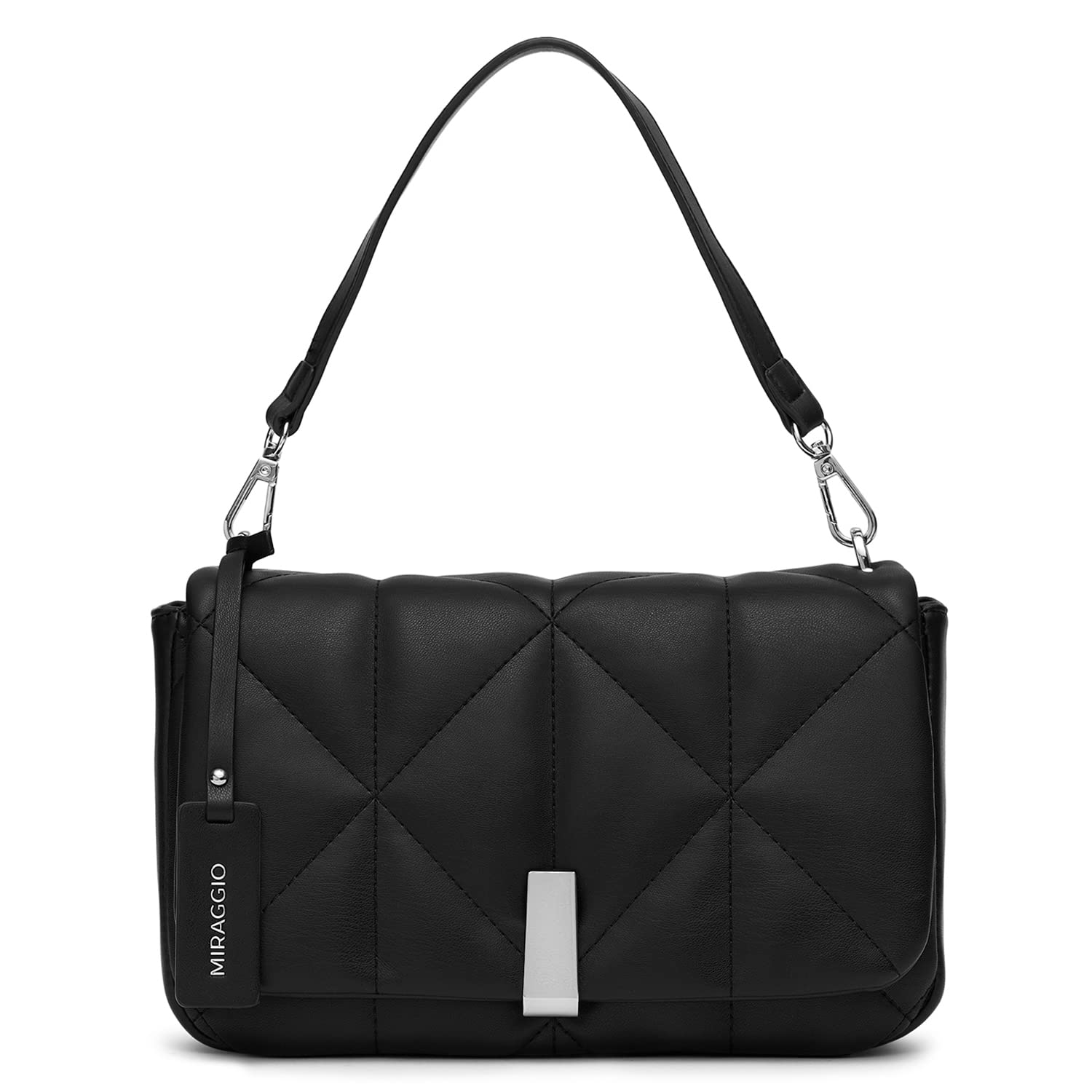 Miraggio Genevieve Quilted Crossbody Bag for Women with Detachable Sling Strap & Top Handle (Black) (B0B35XYG9C) Amazon Price History, Amazon Price Tracker