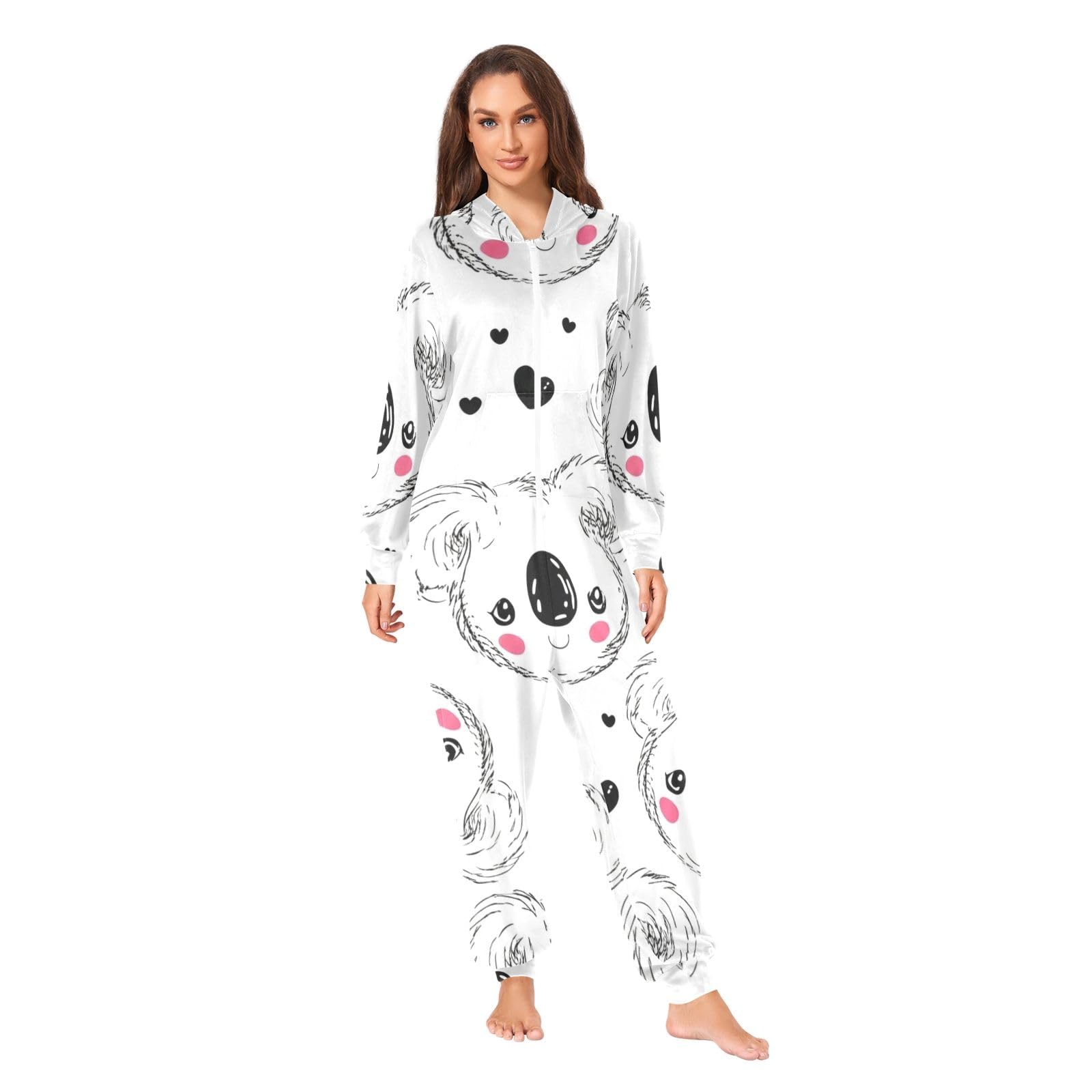 Koalas Hearts Bianco Pigiama Tute per Donna, Uomo Donna Lounge Wear