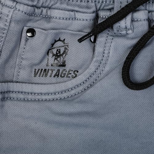 Image of Boys Regular fit Shorts, Elastic with Drawstring Waistband, Stretchable Soft Cotton Denim, Solid, Above Knee Length