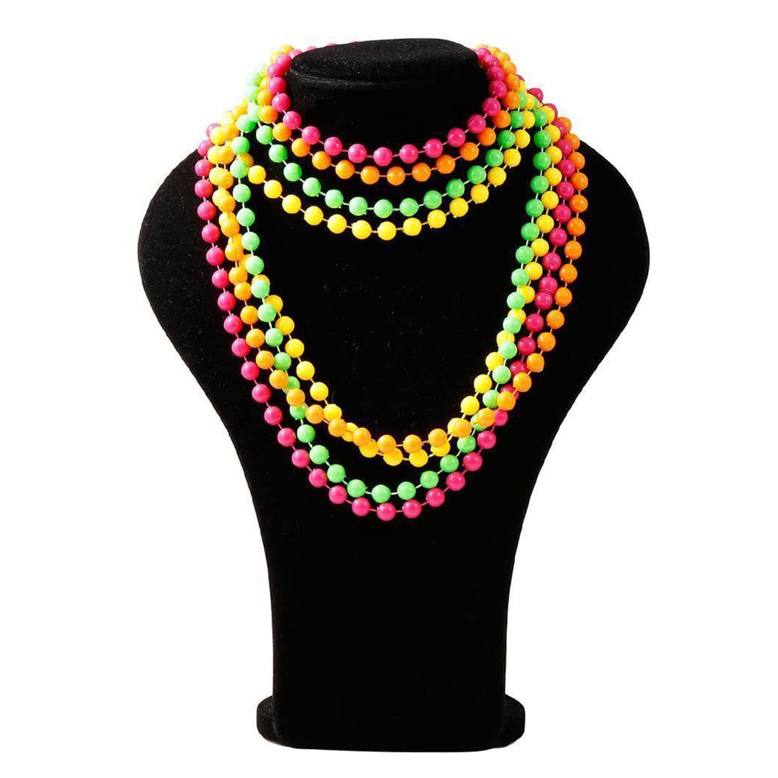 Collana di perline al neon 4 pezzi gioielli girocollo anni '80 carnevale festa