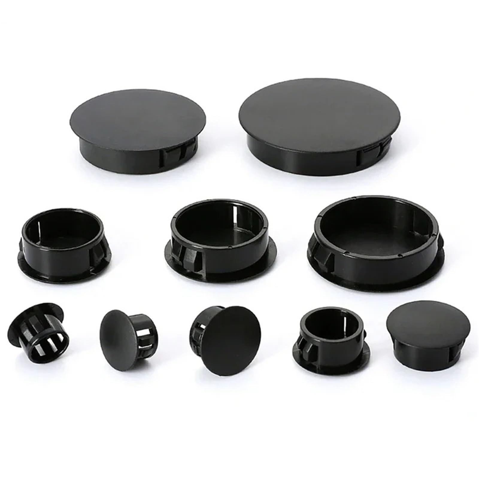Black Plastic Hole Plug Snap-on Cover Dust Caps Furniture Screw Tube Pipe Inserts Bung(16mm,10Pcs)
