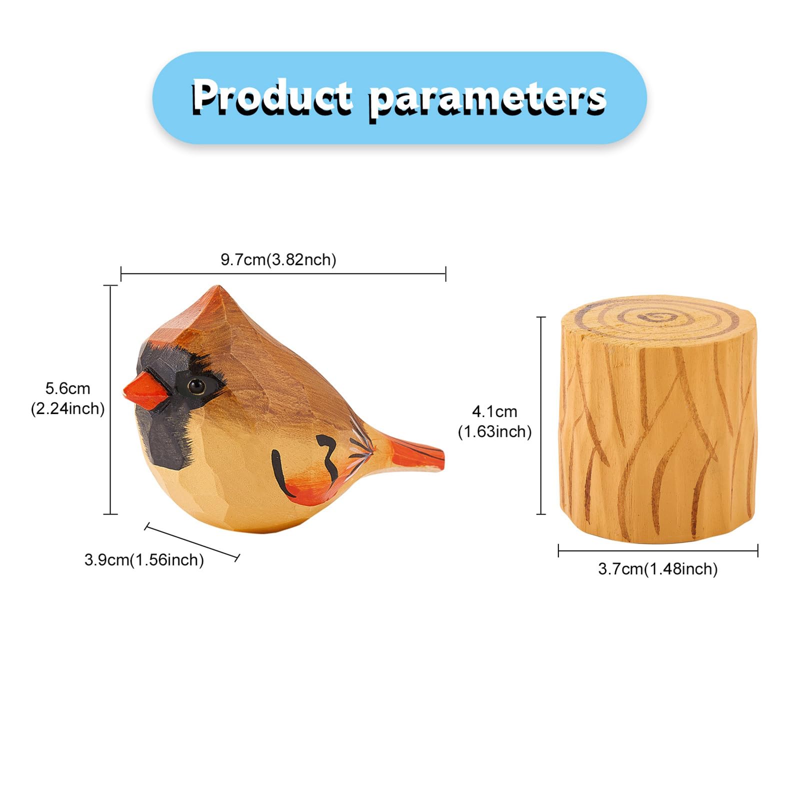 WEWAYSMILE Wooden Bird Figurine, Hand Carved Painted Statue - Image 2
