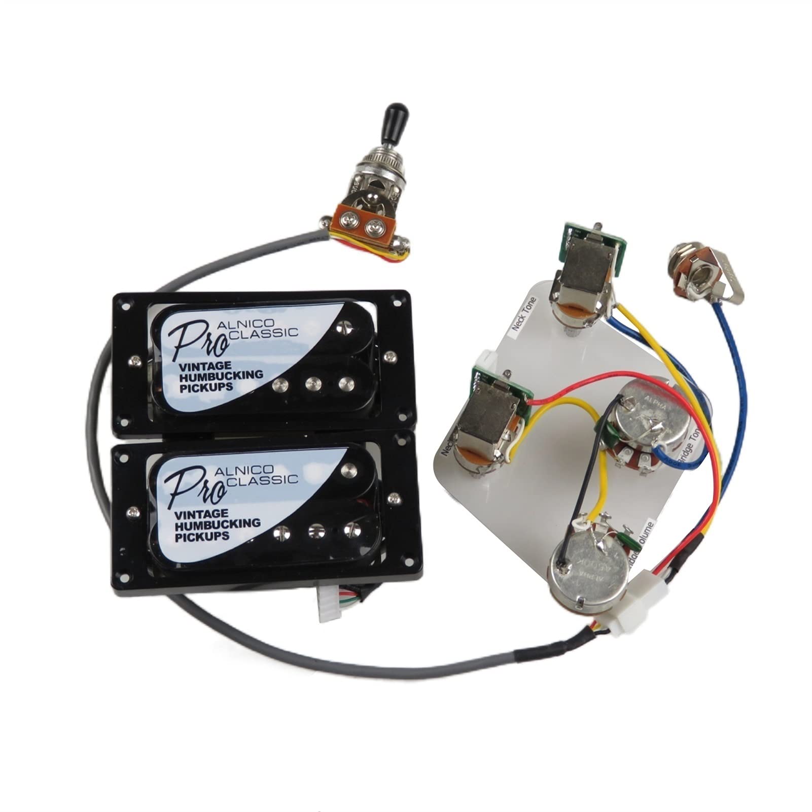 Electric guitar pickups Zebra Humbucker Pickups Alnico 5 ProBucker Push/Pull Wiring Harness Electric Guitar Pickups For Gibson Epiphone Guitar Pickup Set (Color : Black BK Frame)