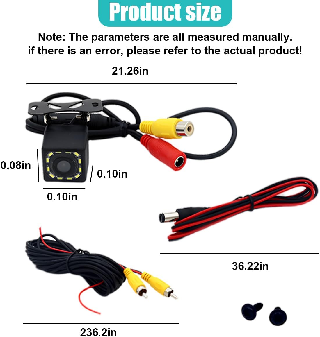 Car Backup Camera, 12 LED Night Vision Waterproof HD Rear View Camera, 170° Wide Angle Long License Plate Frame Reverse Camera for Universal Cars, SUV, Trucks, RV and More