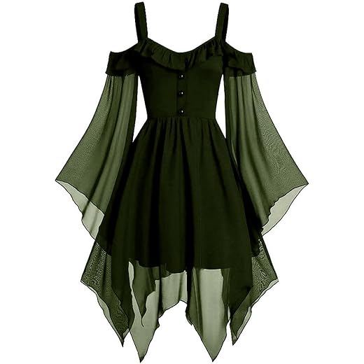 Cdiecer Forest Fairy Costume Women Halloween Dress Hood Costume Renaissance Faire Costume Halloween Dresses For Women Vintage Renaissance Faire Costume Women Elf Costume