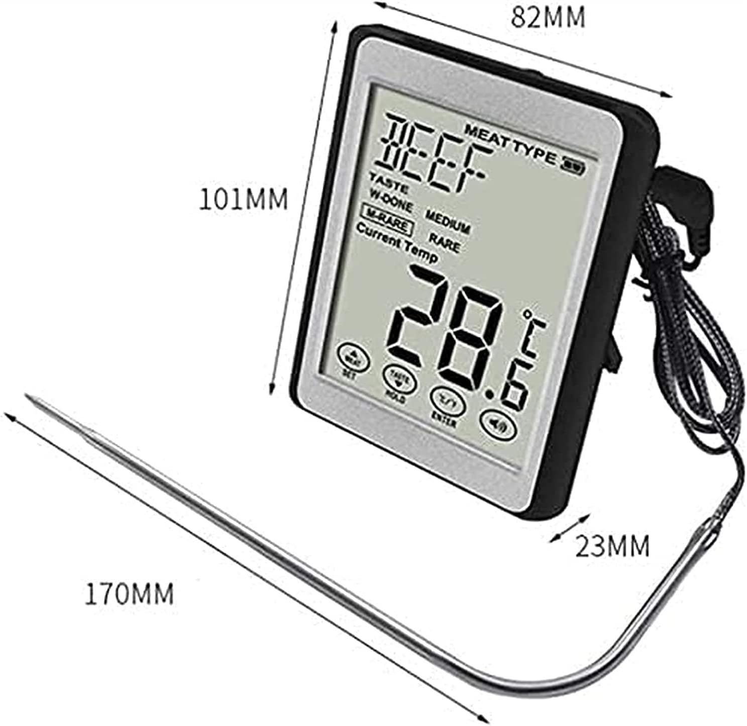 review OZELS Digital Meat Thermometer for Cooking and Grilling, BBQ Food Thermometer with Tri-Color Backlight and Kitchen Timer, Large LCD Digital Cooking Food Meat Smoker Oven Kitchen BBQ Grill Thermometer
