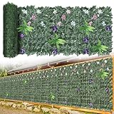 NANANARDOSO Artificial Ivy Privacy Fence Wall Screen, 91x46in(29.2sqft) Evergreen Leaf Hedges Fence Faux Ivy Vine Leaf Decoration, Expandable Fence Covering Privacy, for Garden Fence Decor, Set of 24