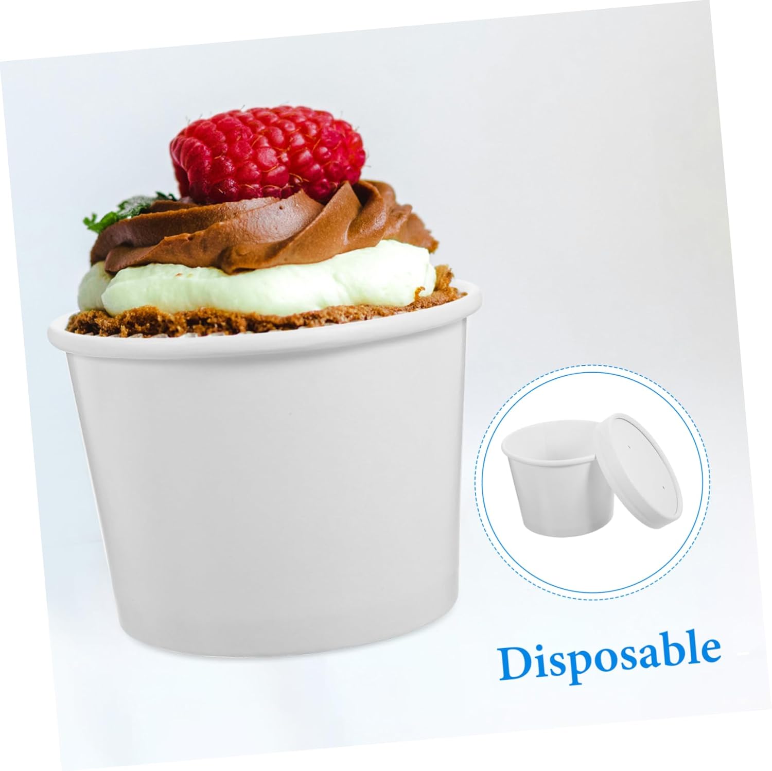 50sets Disposable Soup Cups Lids Portable Takeaway Bowls for Hot Soups Rice Desserts and More Safe Practical School Work and Travel