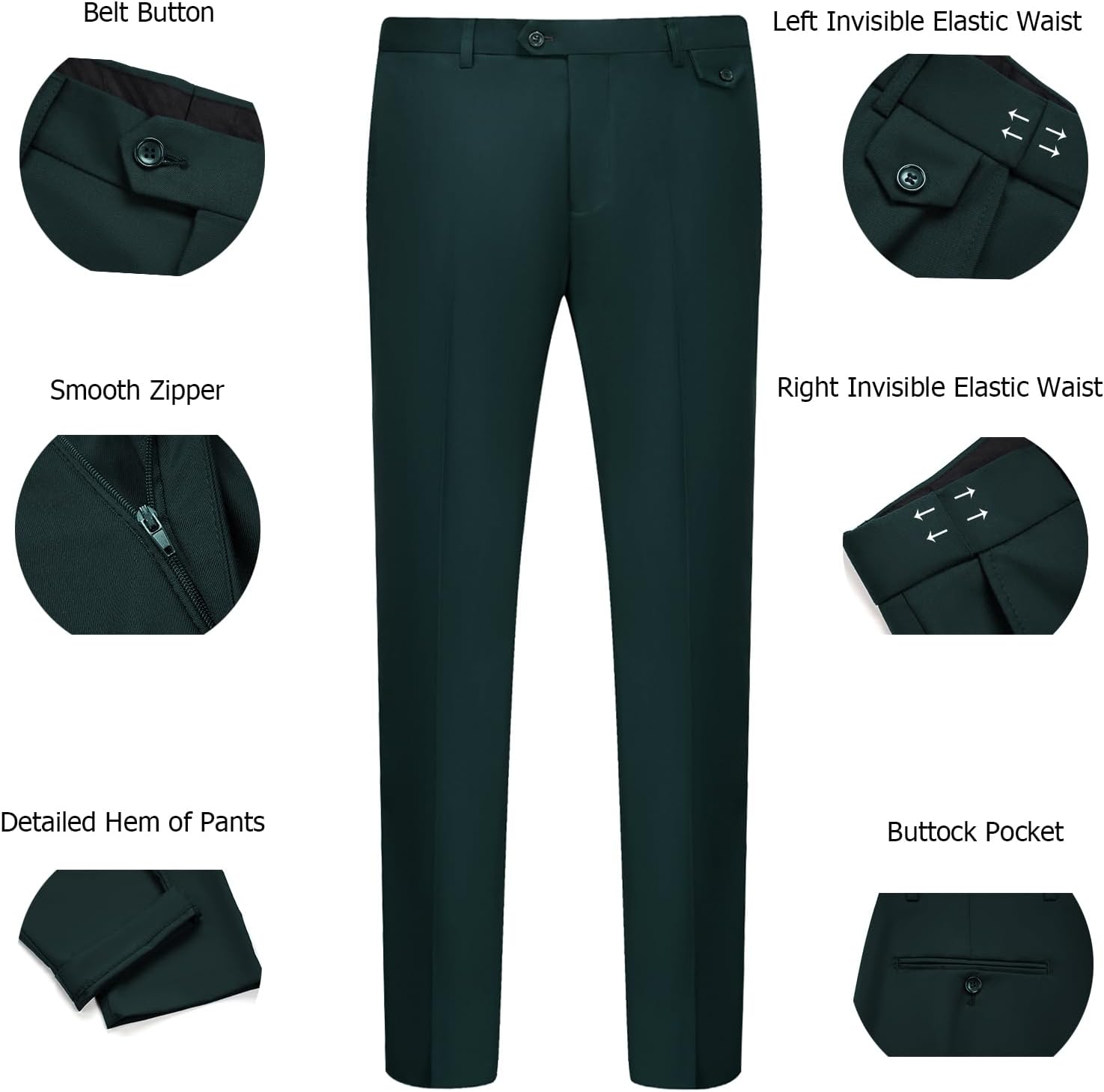 WULFUL Men's 3 Piece Slim Fit Suit Set Two Button Blazer Jacket Vest Pants... - Picture 65 of 95
