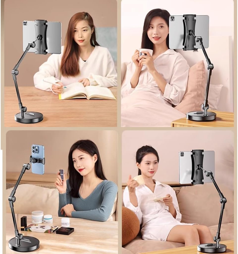 Cellphone Stand, Adjustable Height & Angle,Overhead Camera Phone Mount for Desk Flexible Arm Phone Holder